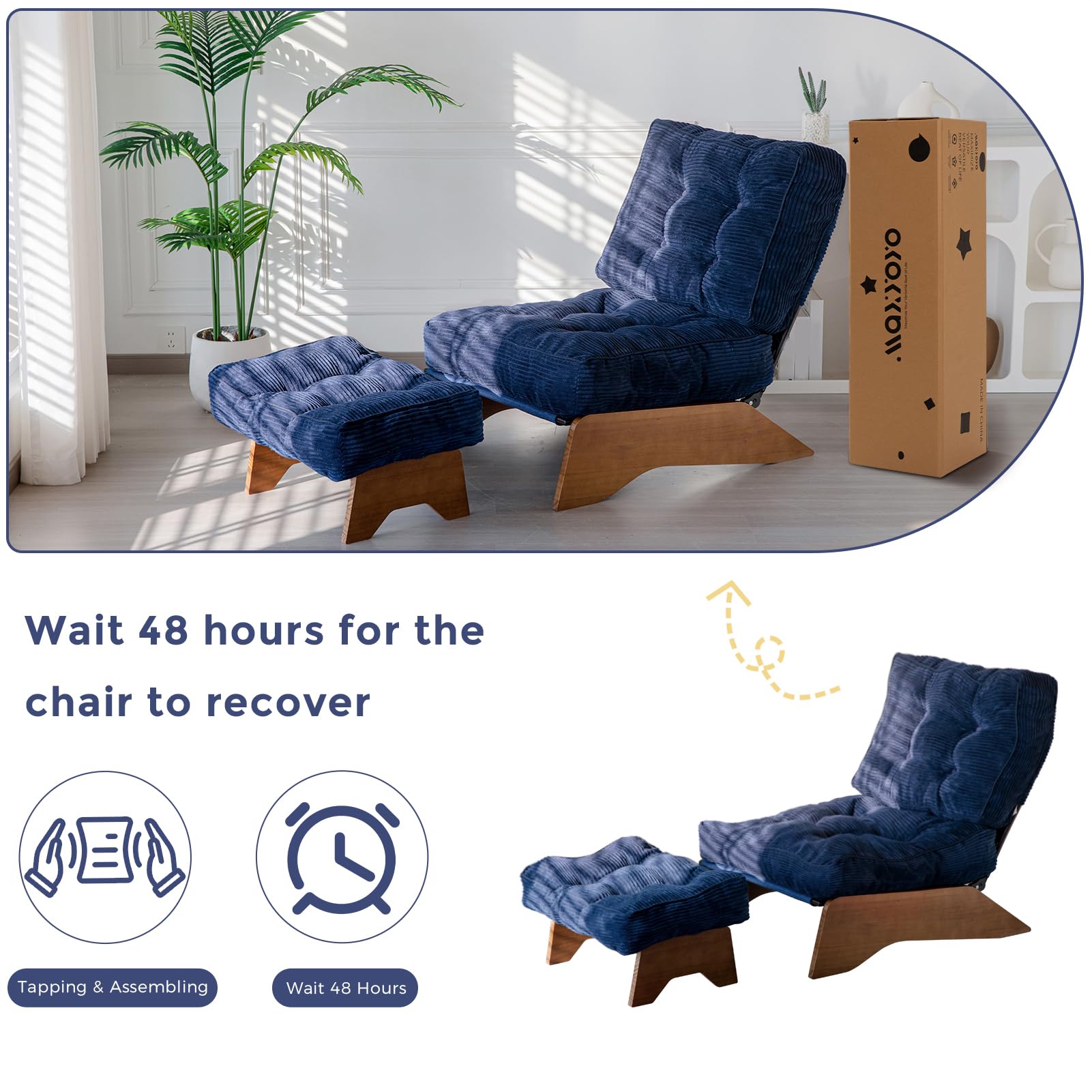 Adjustable Backrest Accent Chair with Ottoman