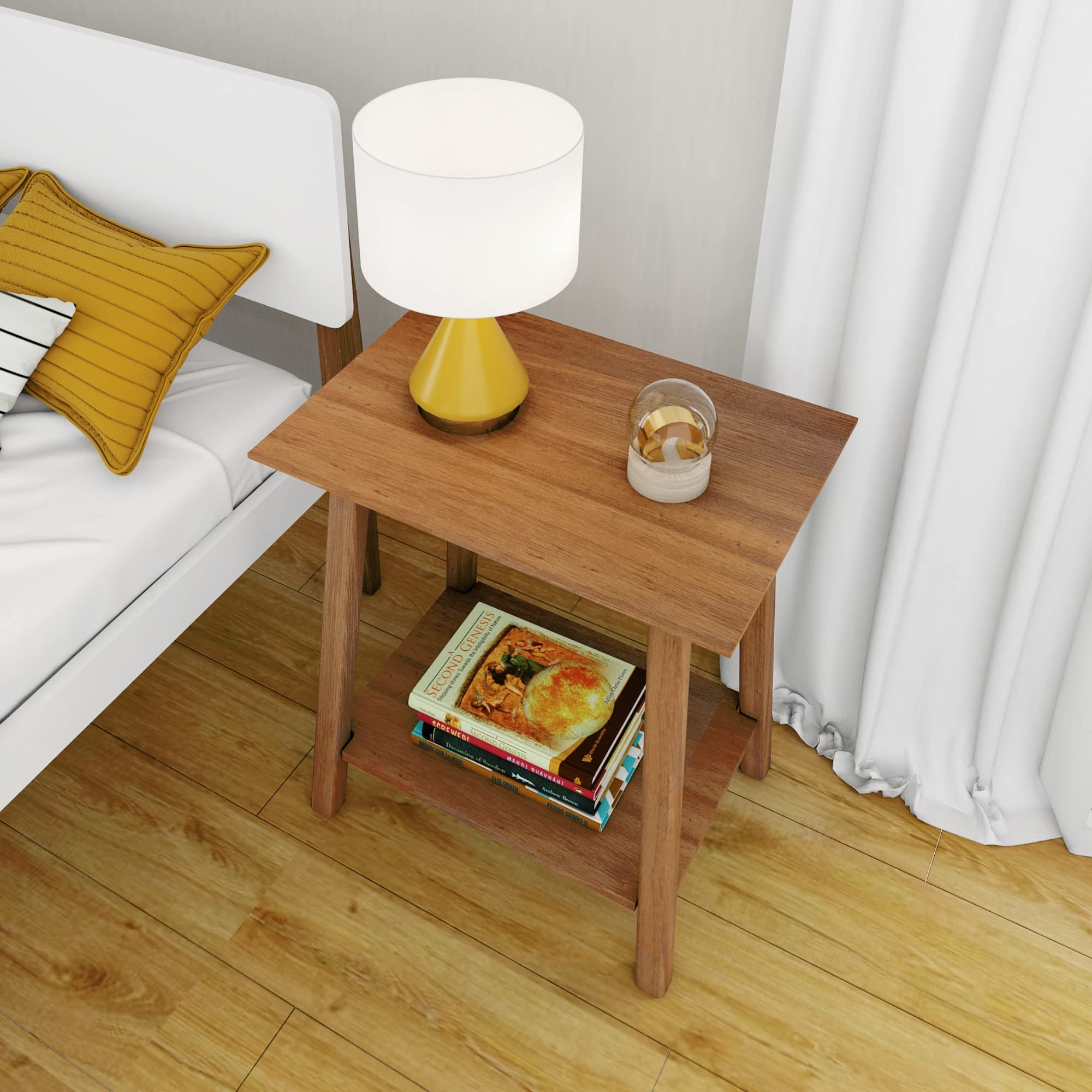 Mid-Century Modern Nightstand with Open Shelf