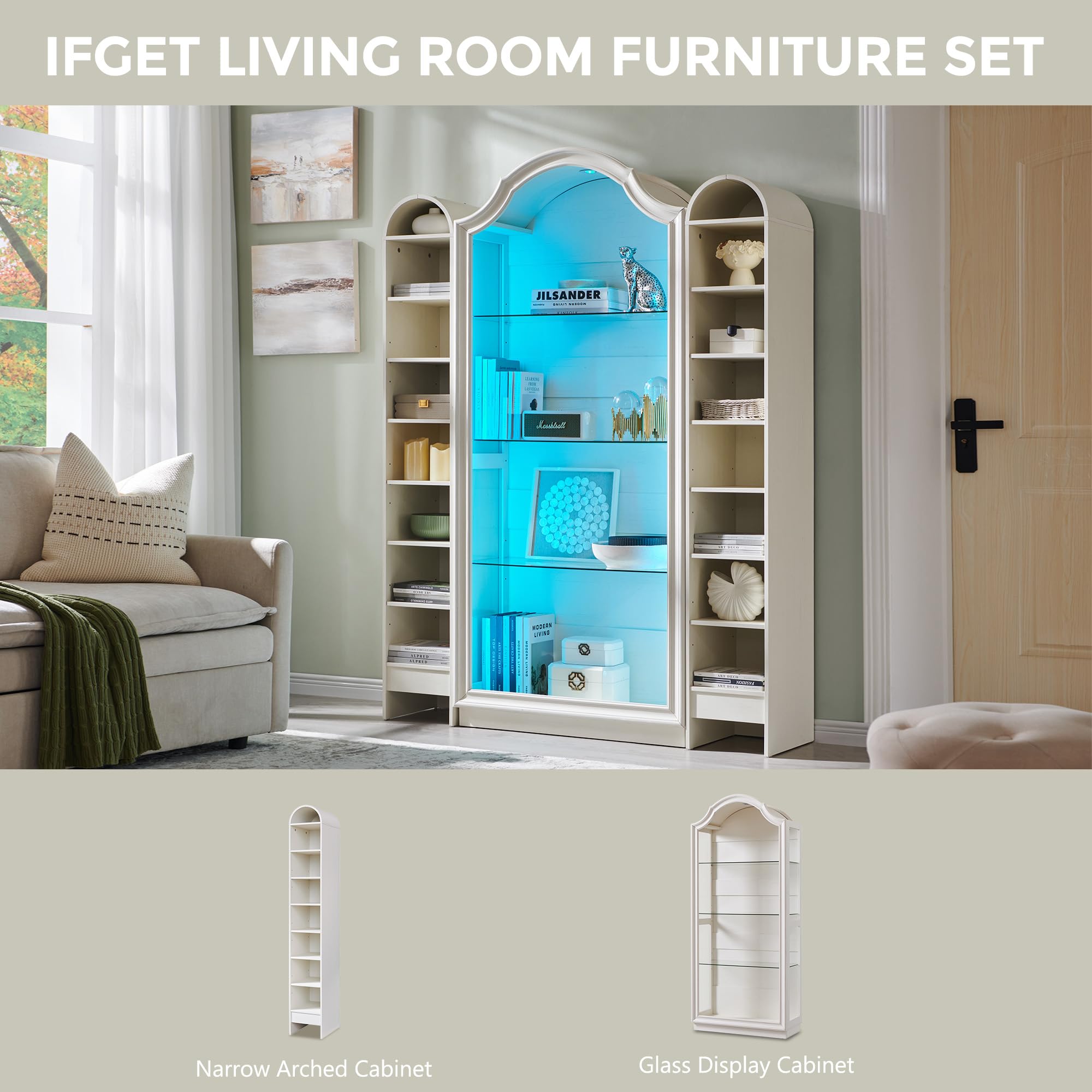 72" Arched Glass Display Cabinet with LED Lighting