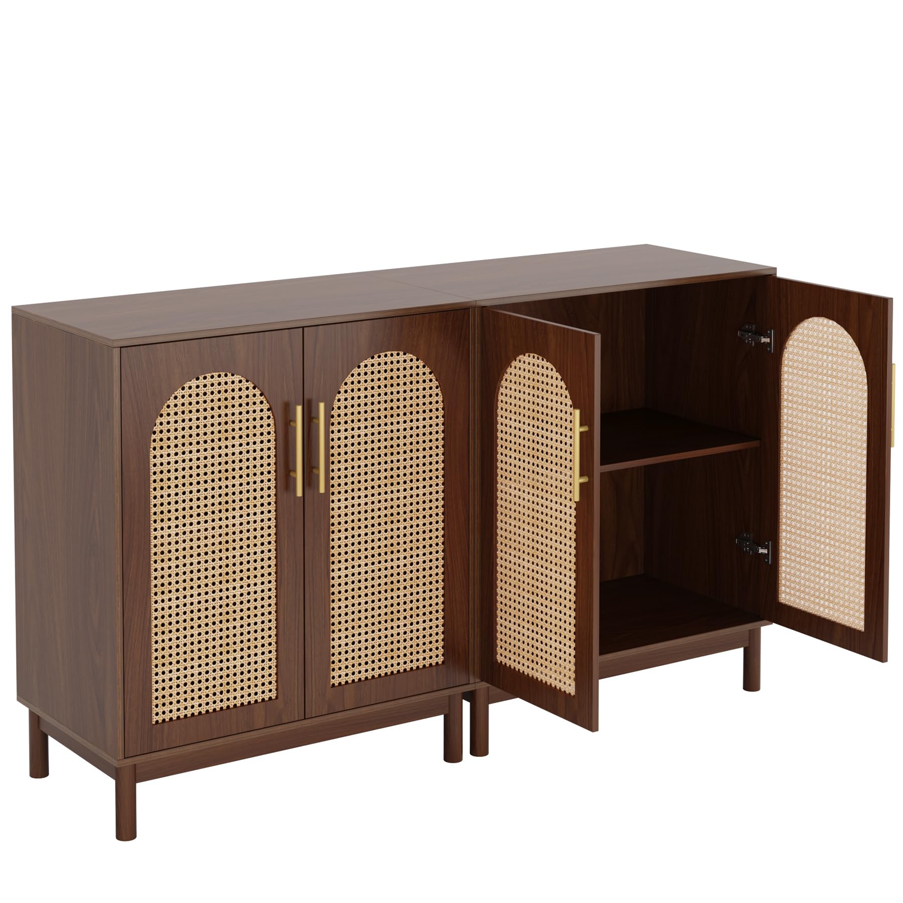 Rattan Sideboard Buffet Cabinet Set of 2