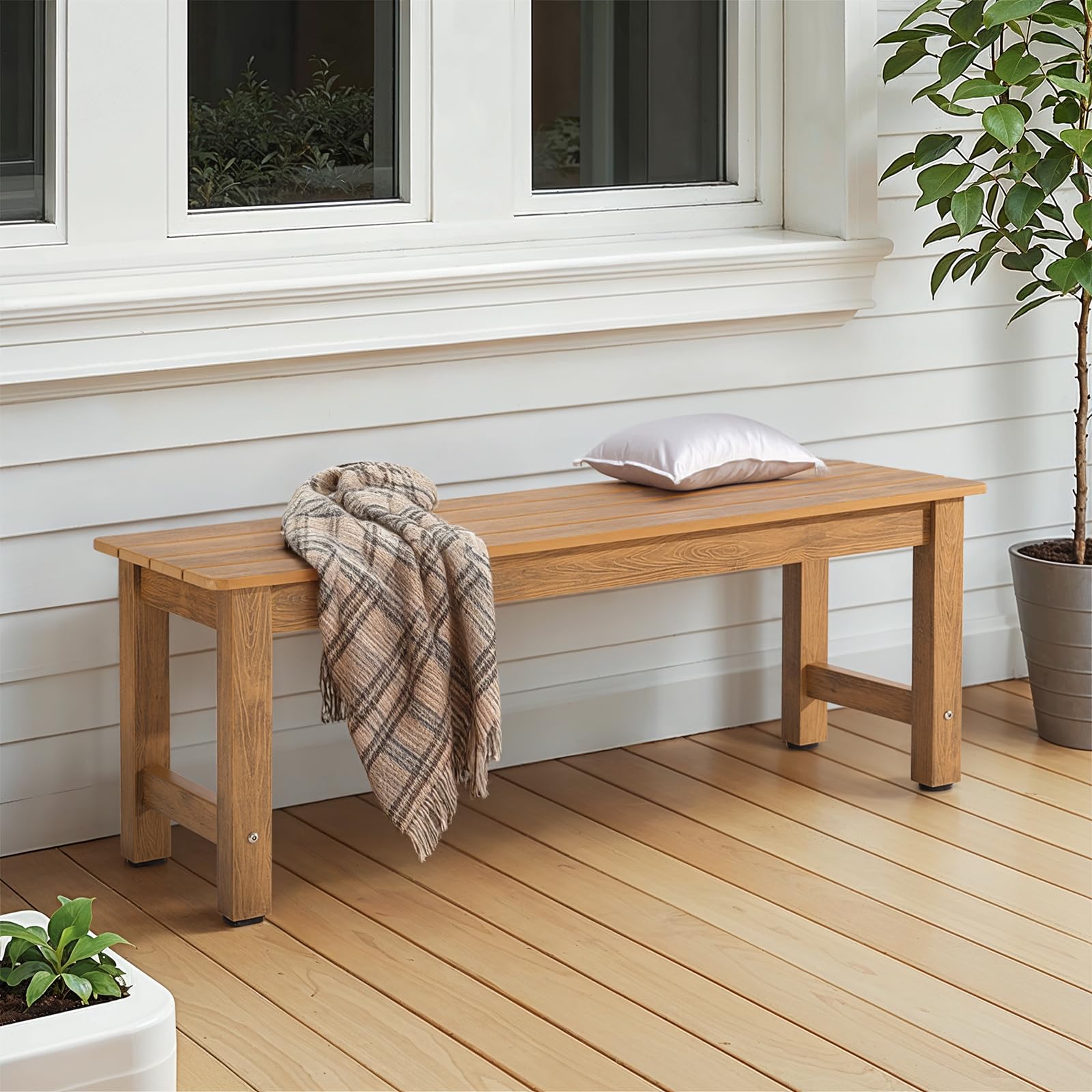 Weatherproof Outdoor Garden Bench 2-Person Poly Lumber