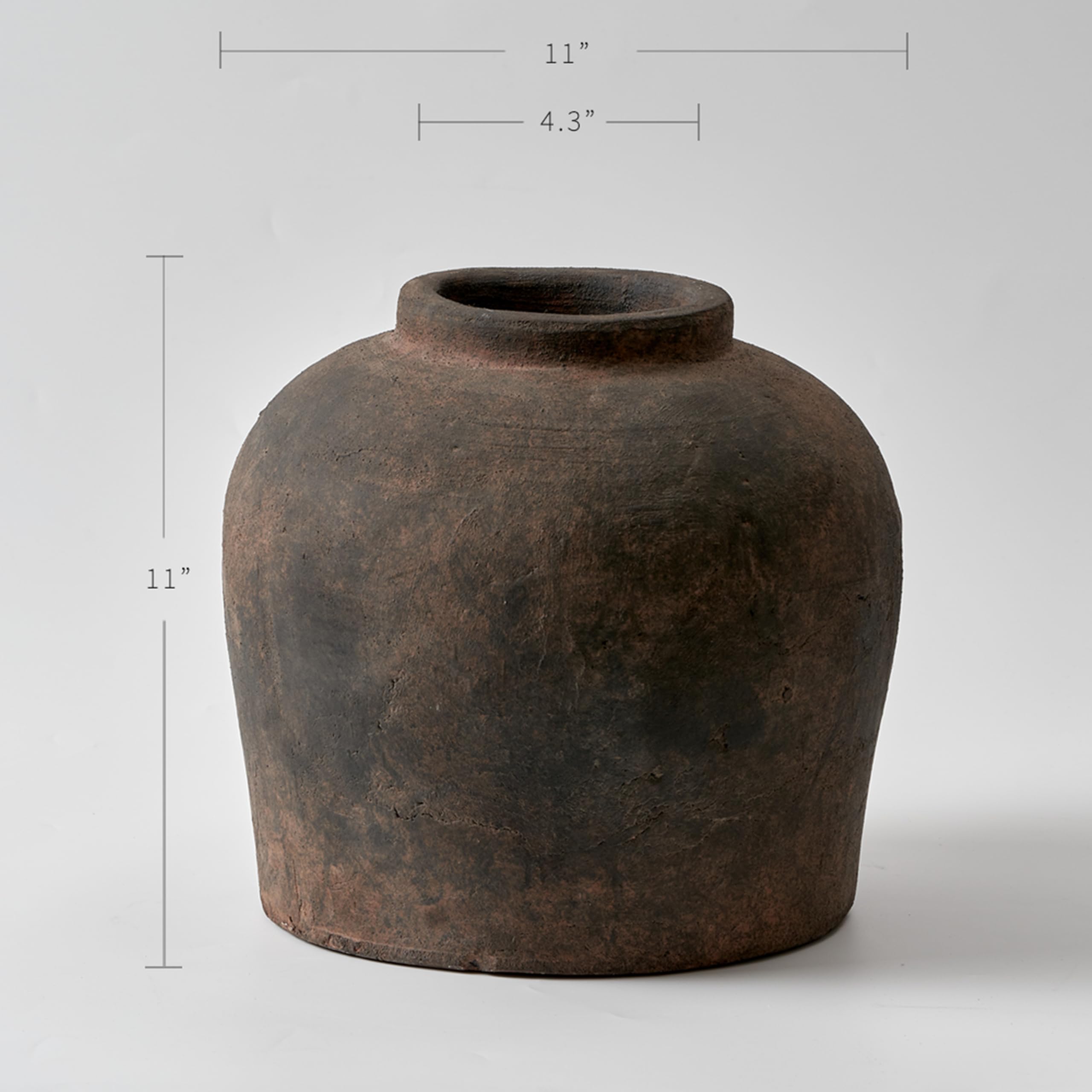 Ceramic Large Vase 11 Inch Zen Style Terra Cotta Pitcher