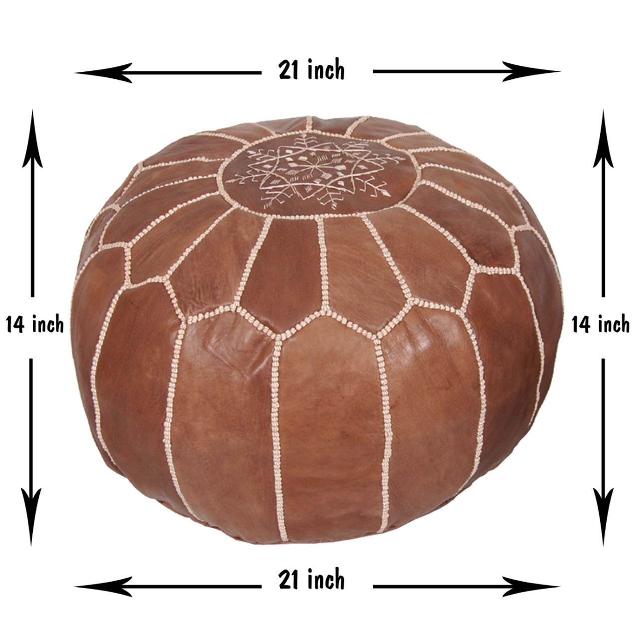 Handmade Leather Pouf Ottoman Dark Brown