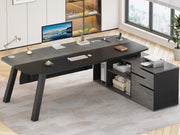 L-Shaped Executive Desk with File Cabinet