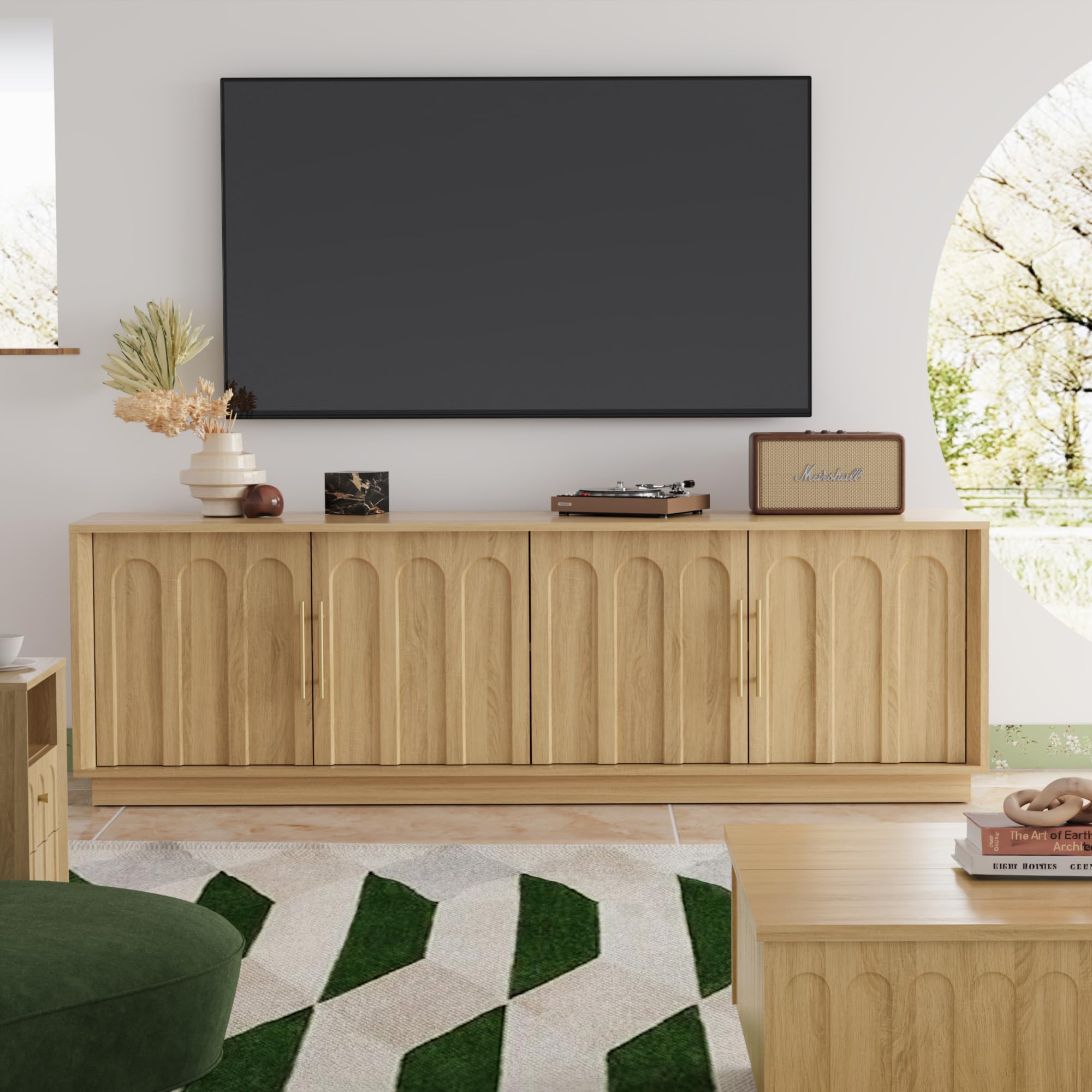 Mid Century Modern TV Stand with Arched Design