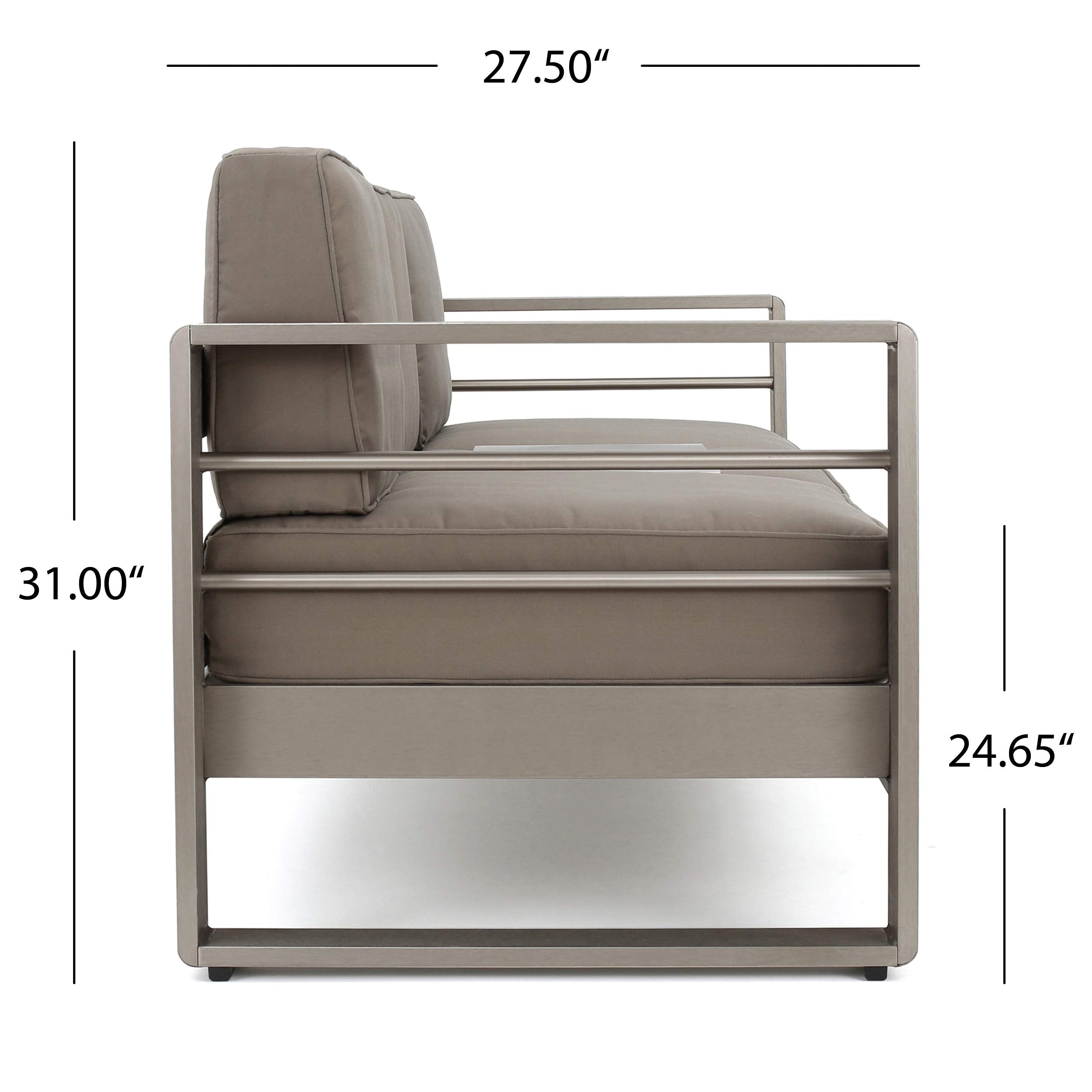Outdoor Loveseat Sofa with Tray - Khaki