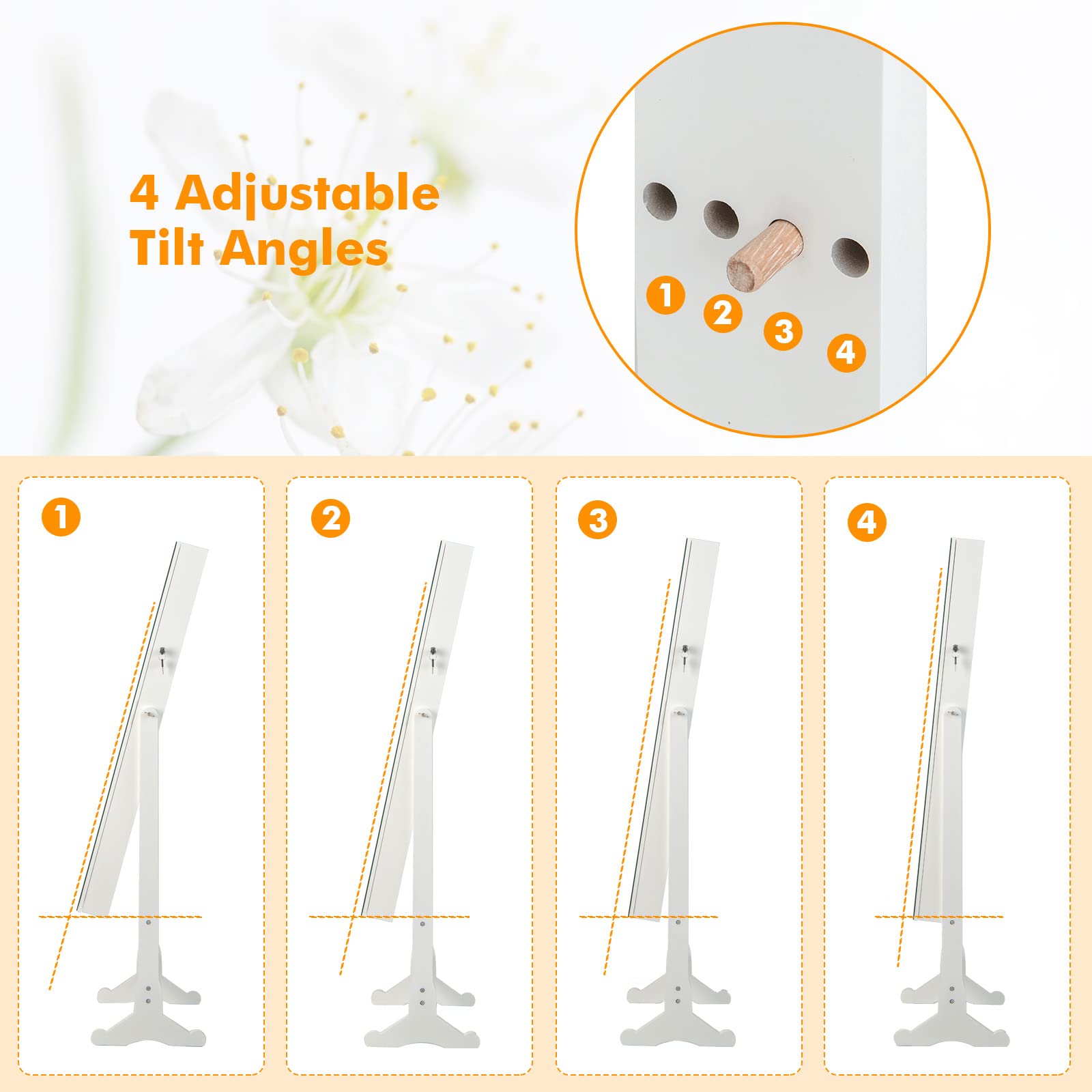 Jewelry Armoire Cabinet with Full Length Mirror and LED Lights