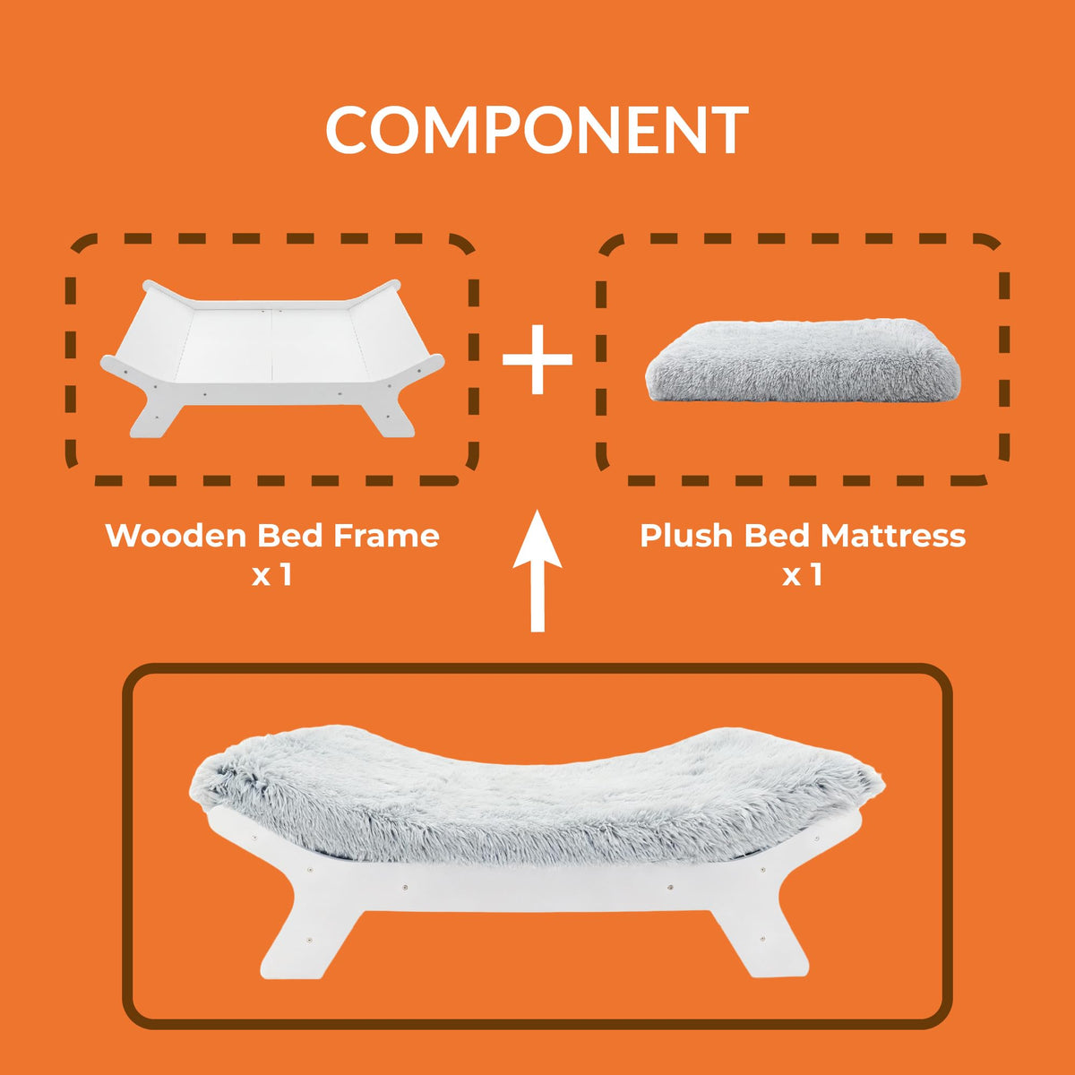 Elevated Dog Bed with Wooden Frame and Washable Mattress - XL