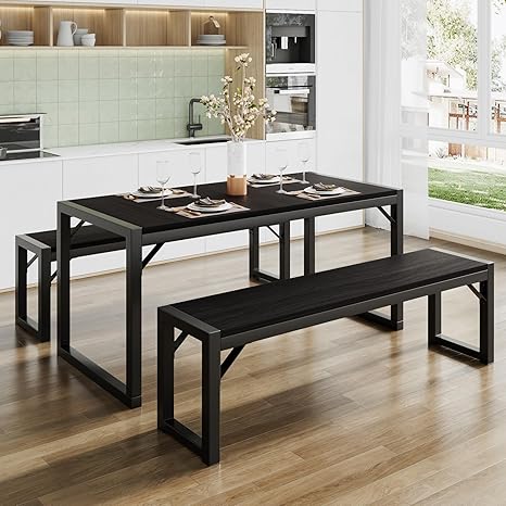 Kitchen Dining Table Set for 4 with Benches