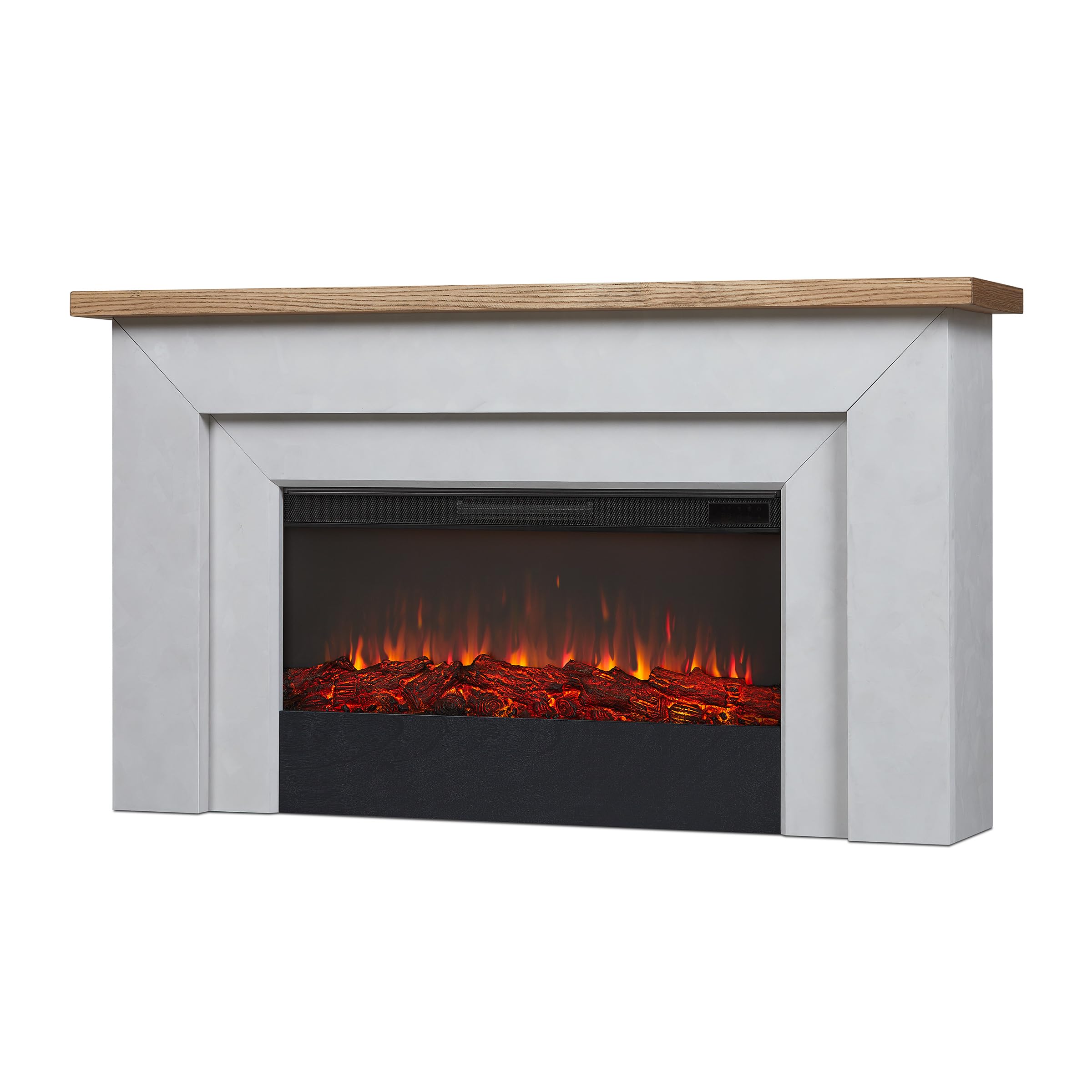 Electric Fireplace with Mantel 68 Inch Venetian Gray