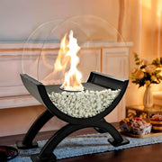 Round Glass Tabletop Fireplace with Tempered Glass