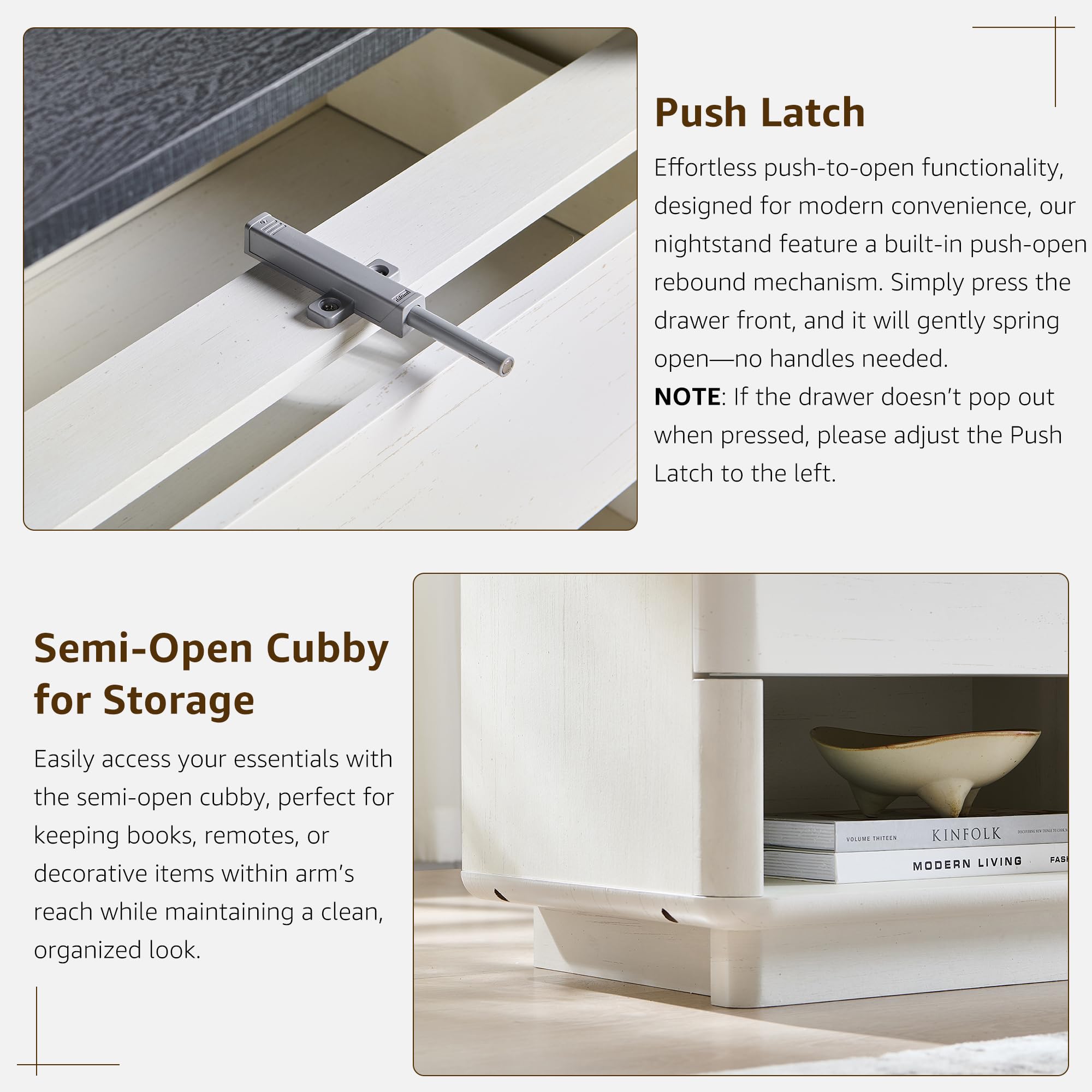 2-Drawer Nightstand with Charging Station