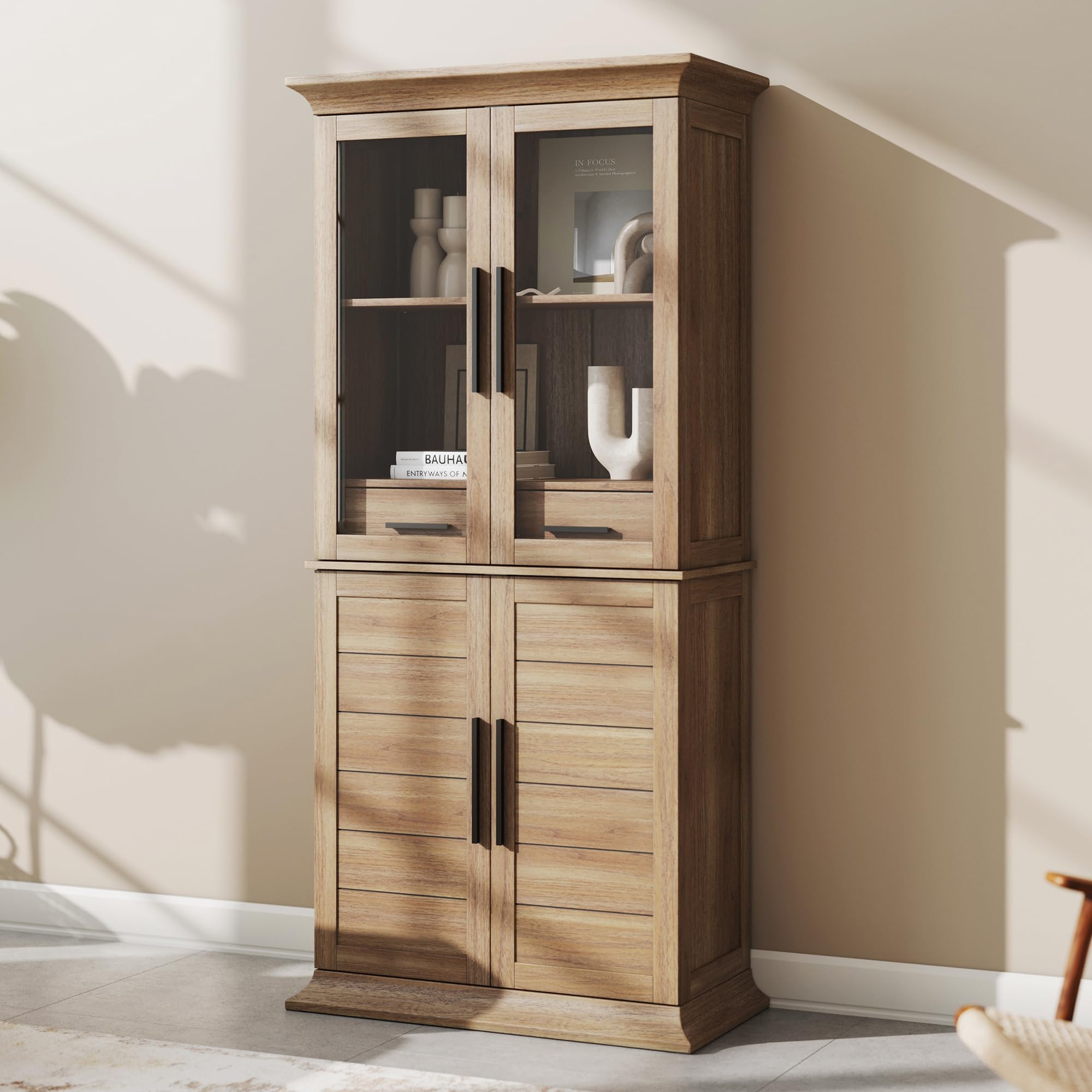 72" Storage Cabinet with Adjustable Shelves and Drawers
