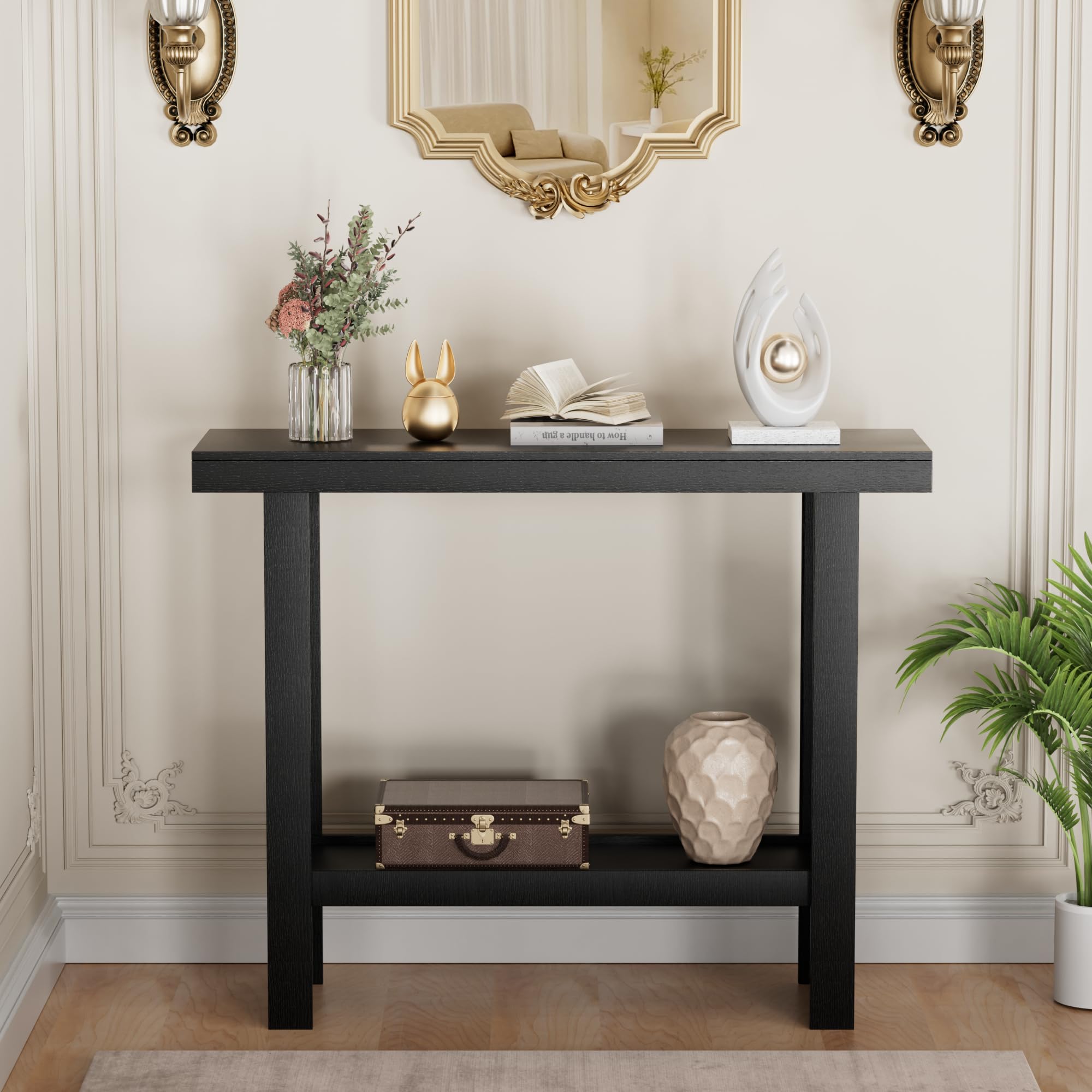 Modern Console Table with Storage Shelves