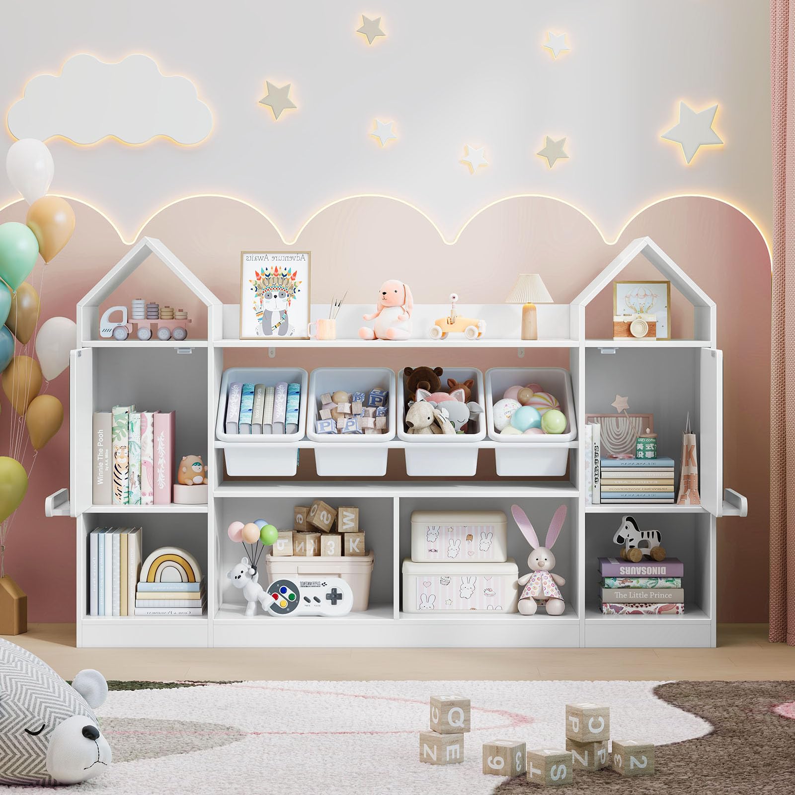 Castle Shape Children's Bookcase with Blackboard