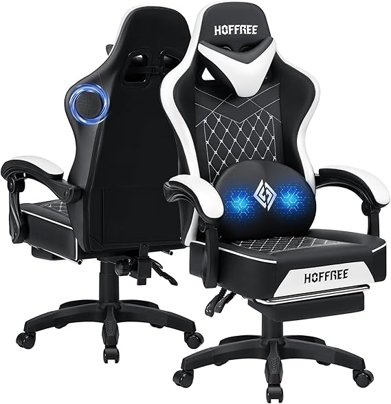 Bluetooth Gaming Chair with Massage and Footrest