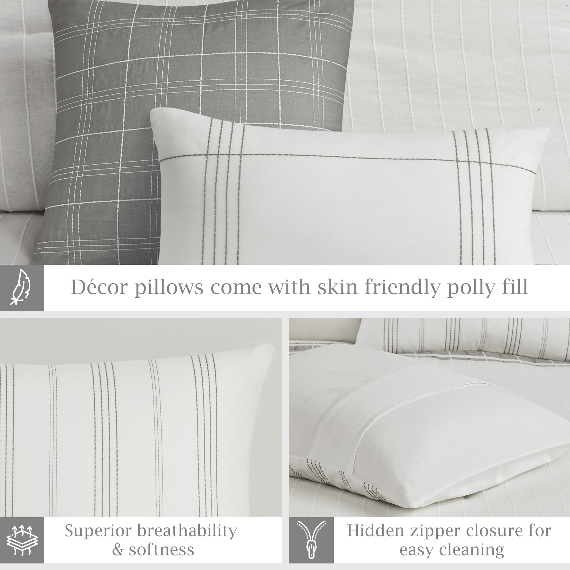 Morgan Cotton Comforter Set - King Size Striped Jacquard Bedding