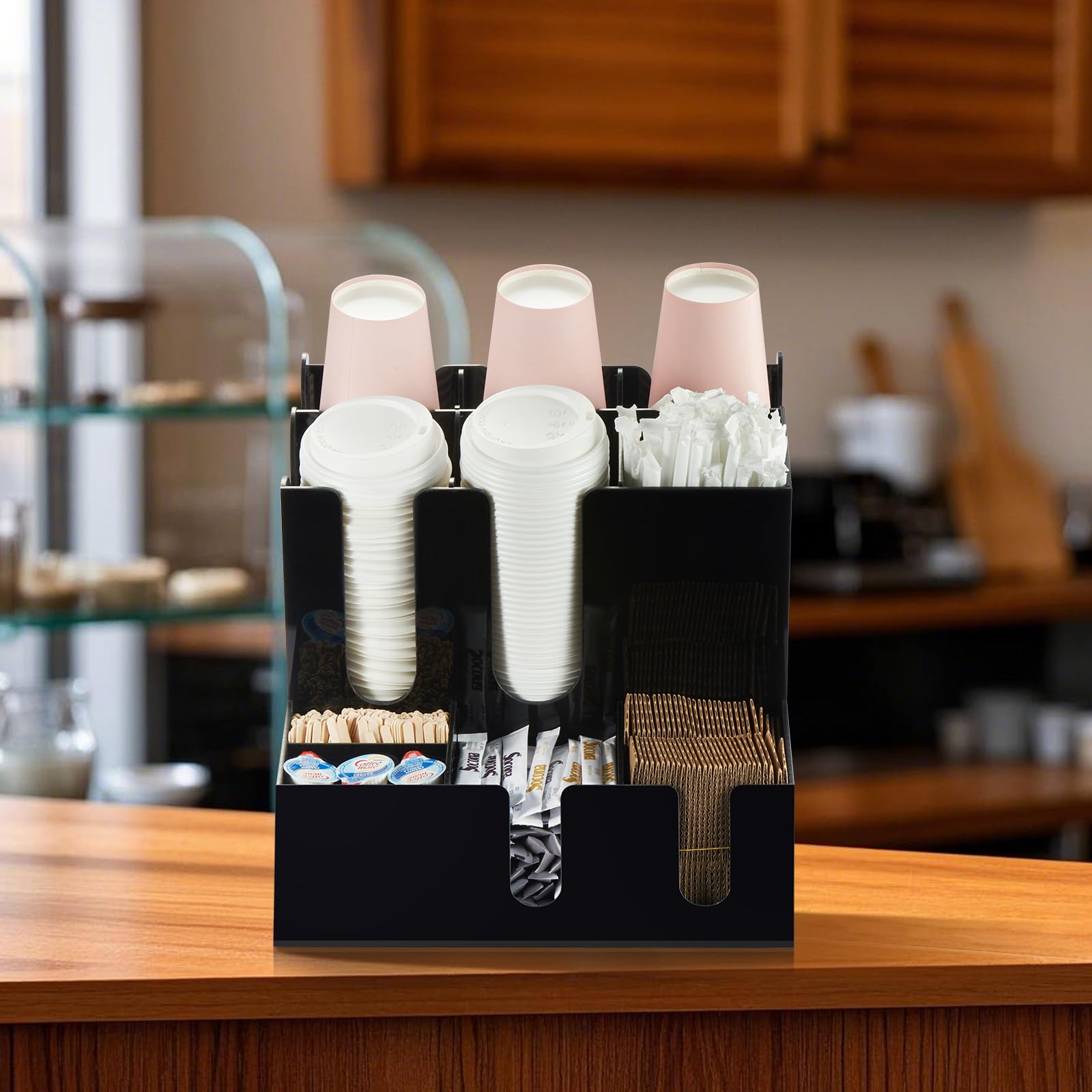 10-Compartment Coffee Condiment Organizer