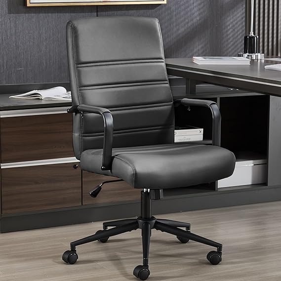 Executive Leather Office Chair with Wheels