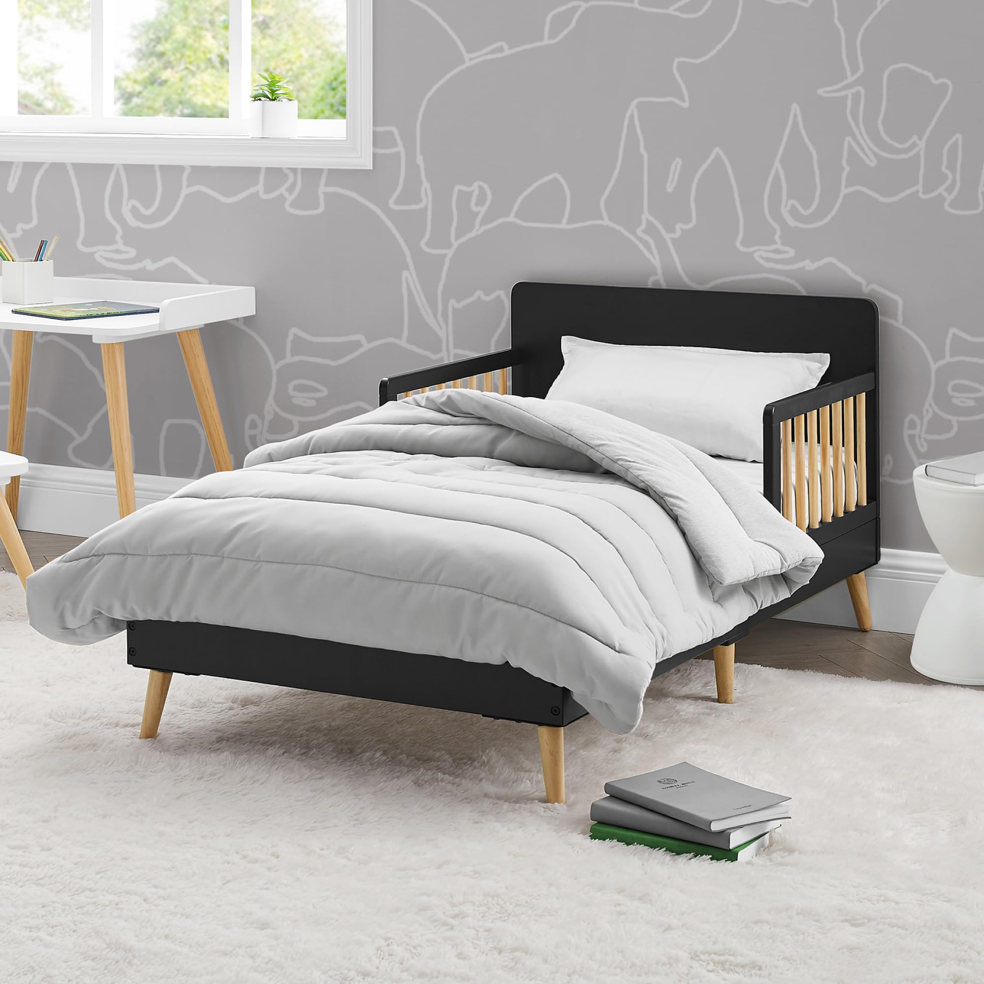 Logan Wood Toddler Bed with Safety Guardrails