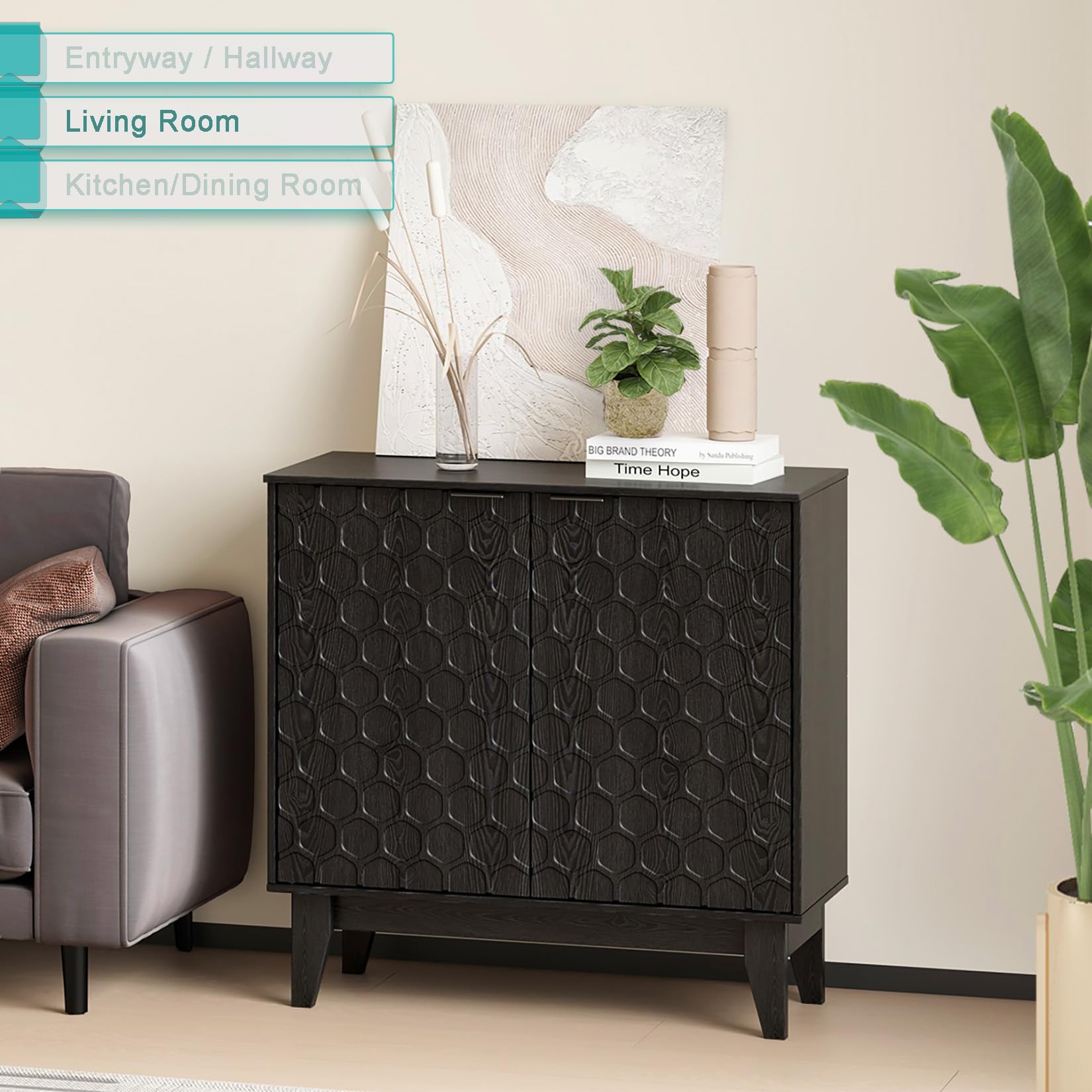 LED Sideboard Buffet Cabinet with Adjustable Shelf