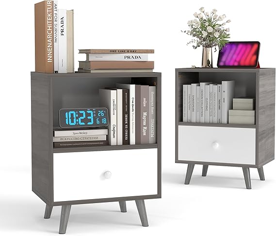 Modern Wood Nightstand with Drawer