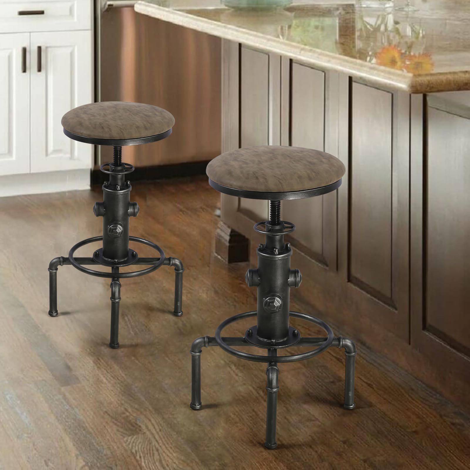 3 Piece Industrial Pub Bar Set with Adjustable Height