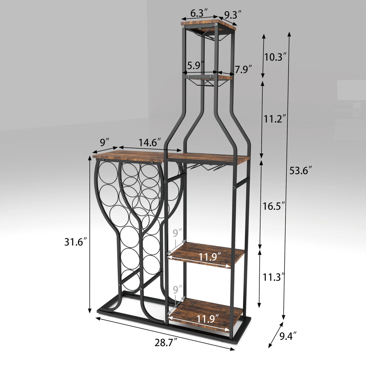 5-Tier Wine Rack with Glass Holder