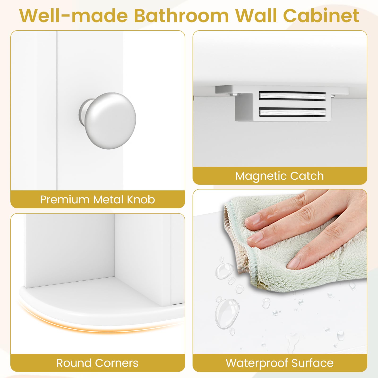 Bathroom Medicine Cabinet with Mirror Wall Mounted Storage Organizer