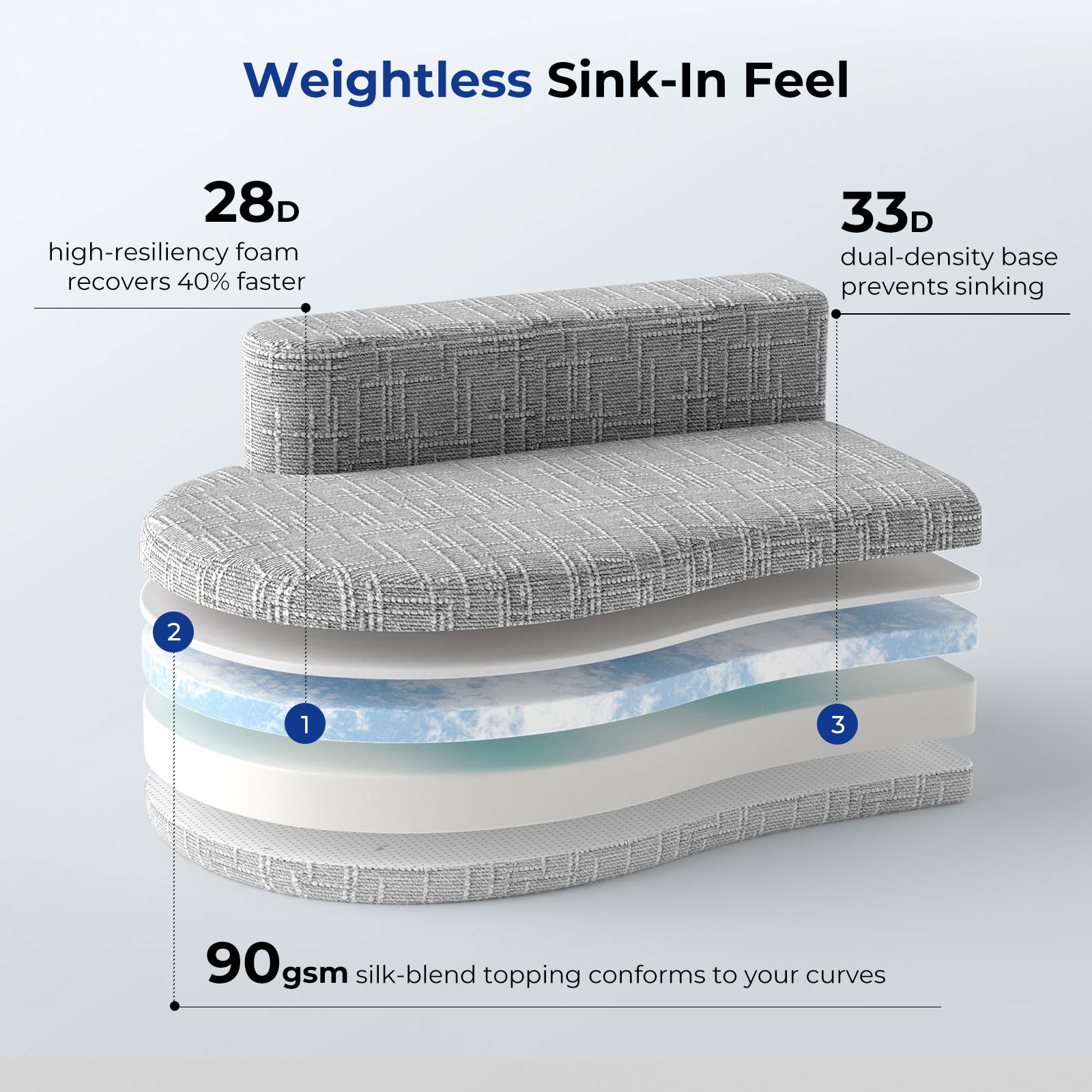 98" Curved Sofa Bed with Half Moon Design