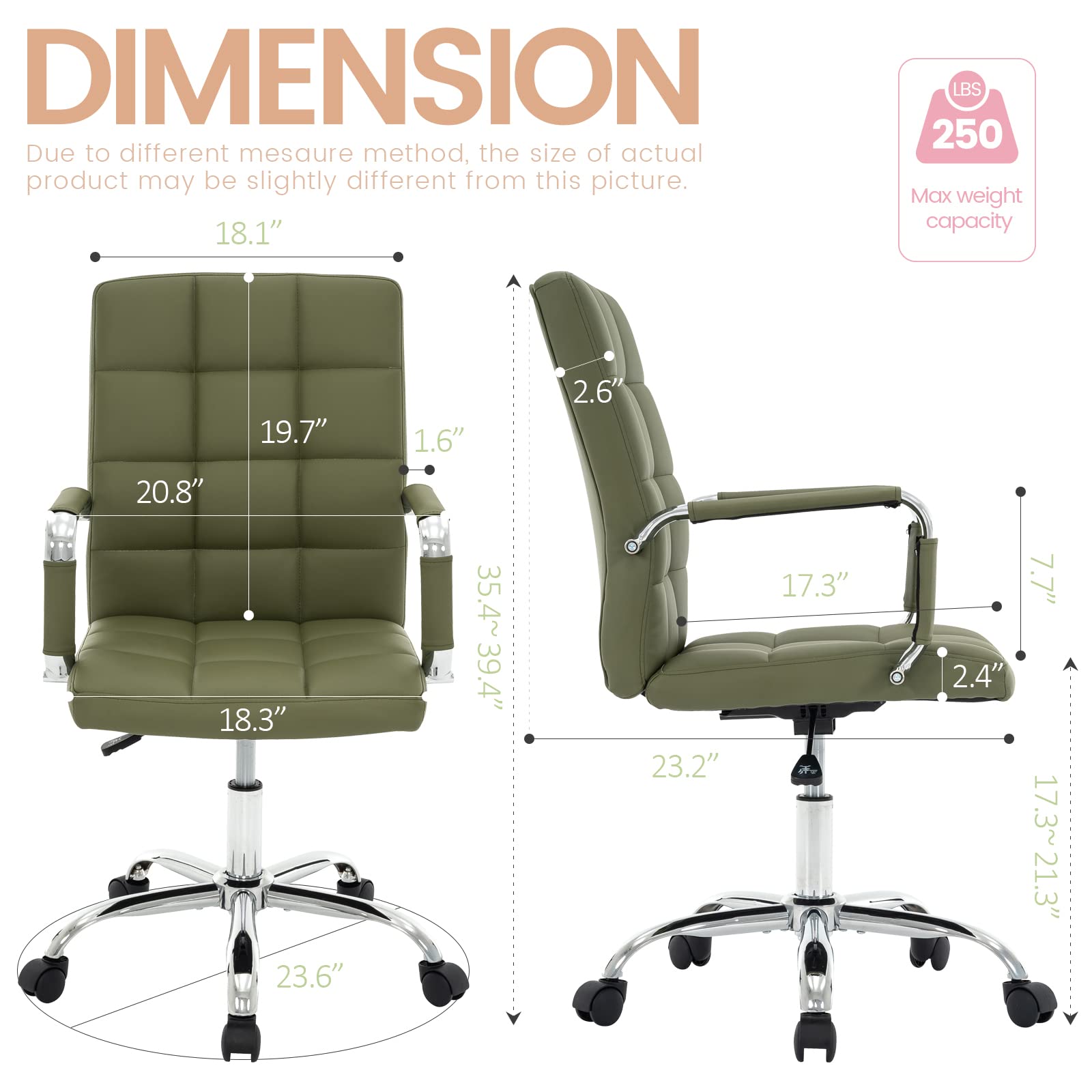 High Back Desk Chair with Adjustable Arms