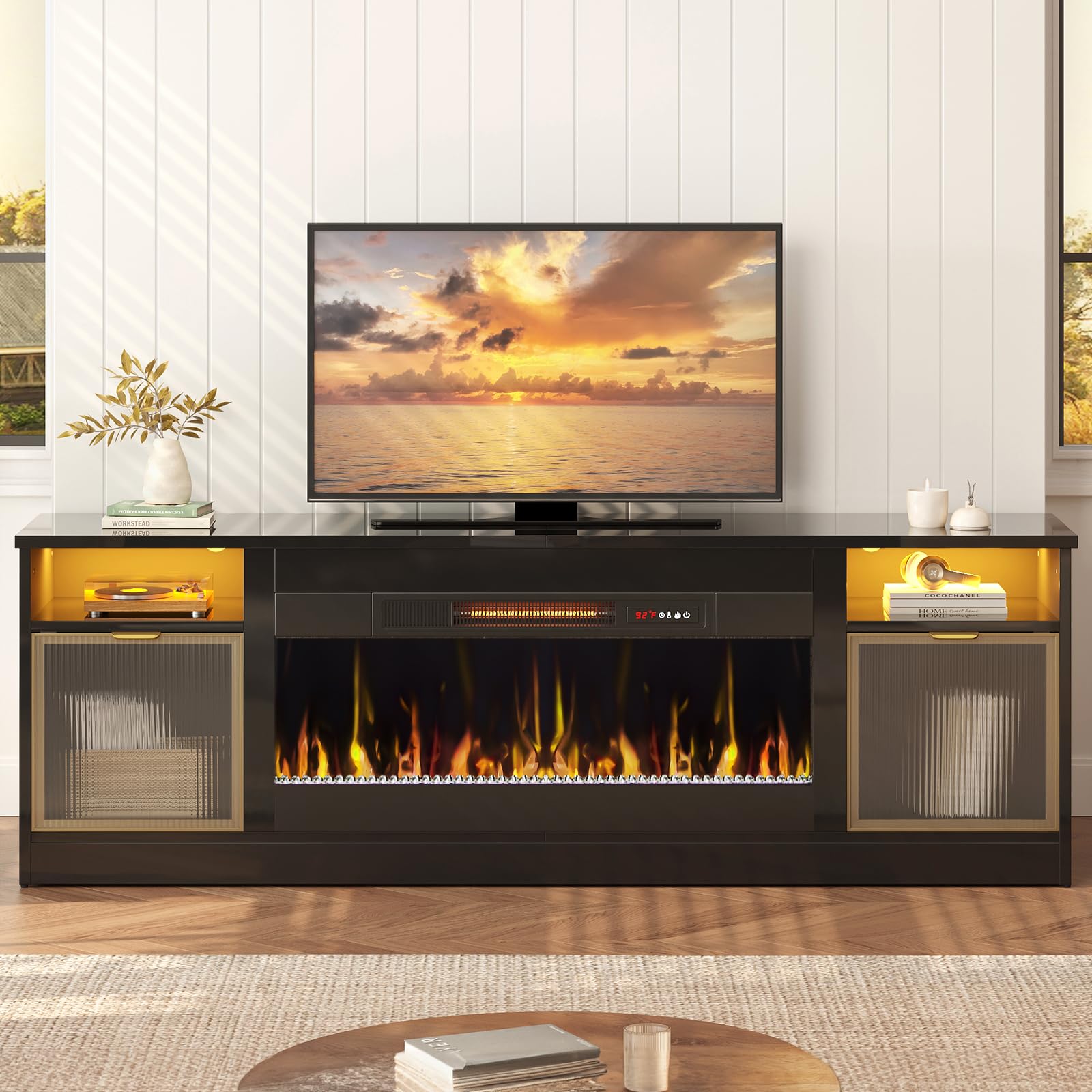 70" Fireplace TV Stand with LED Lighting