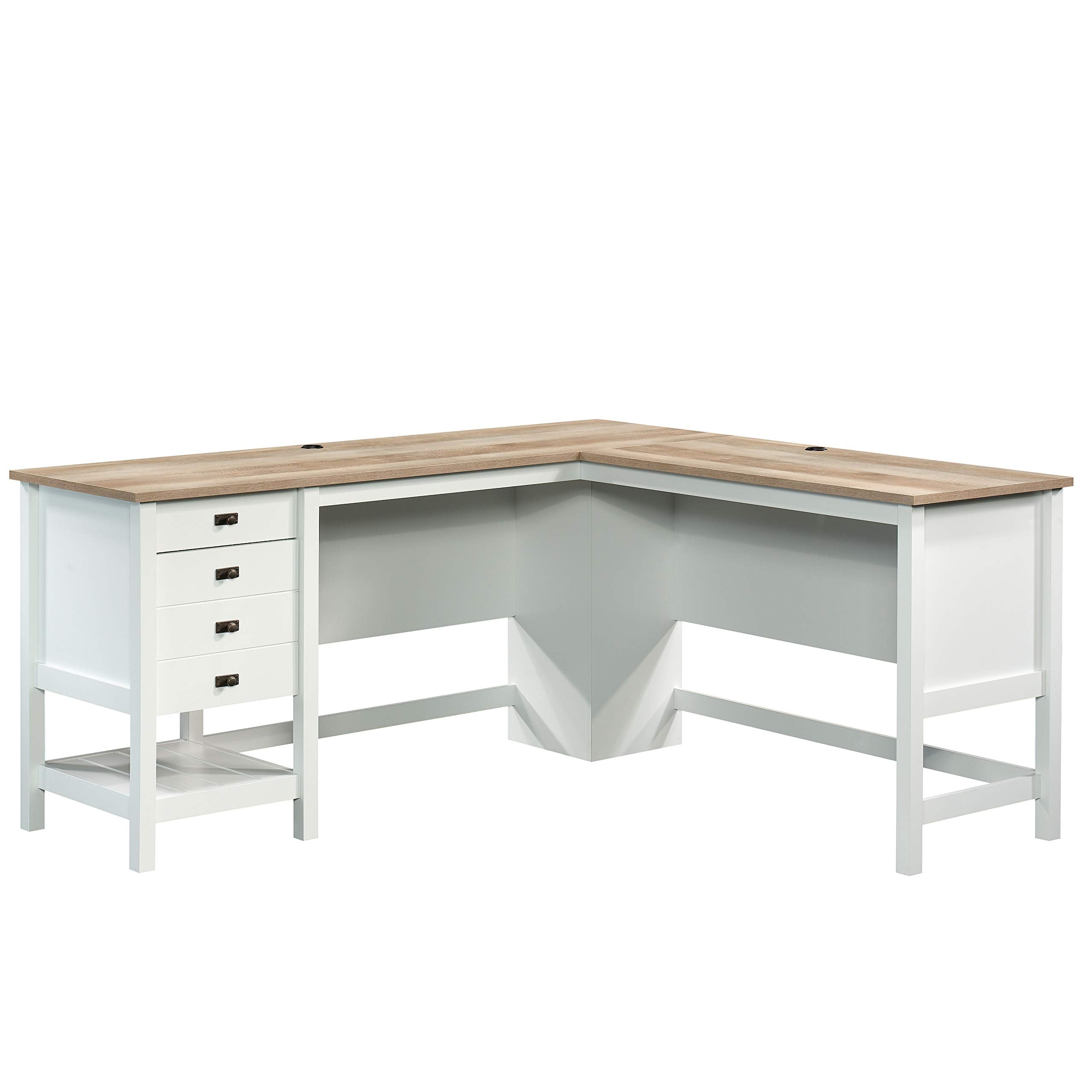 L-Shaped Desk with Drawers and File Storage