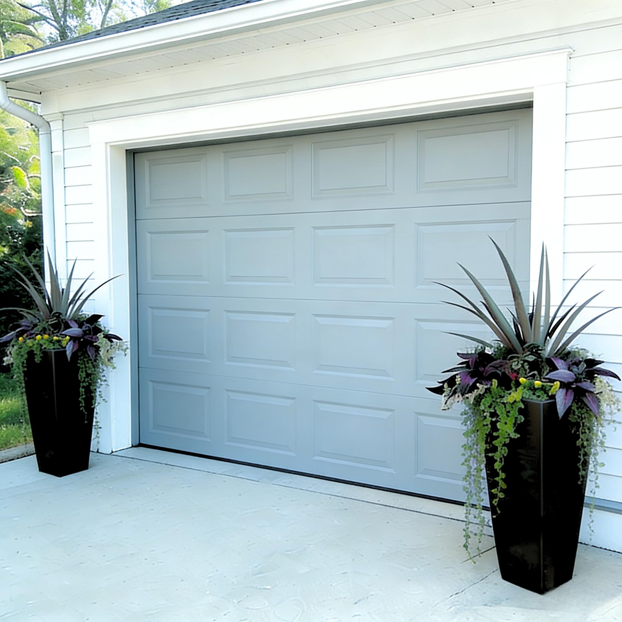 27" Tall Planters Set of 2 Black Outdoor Weather-Resistant with Drainage