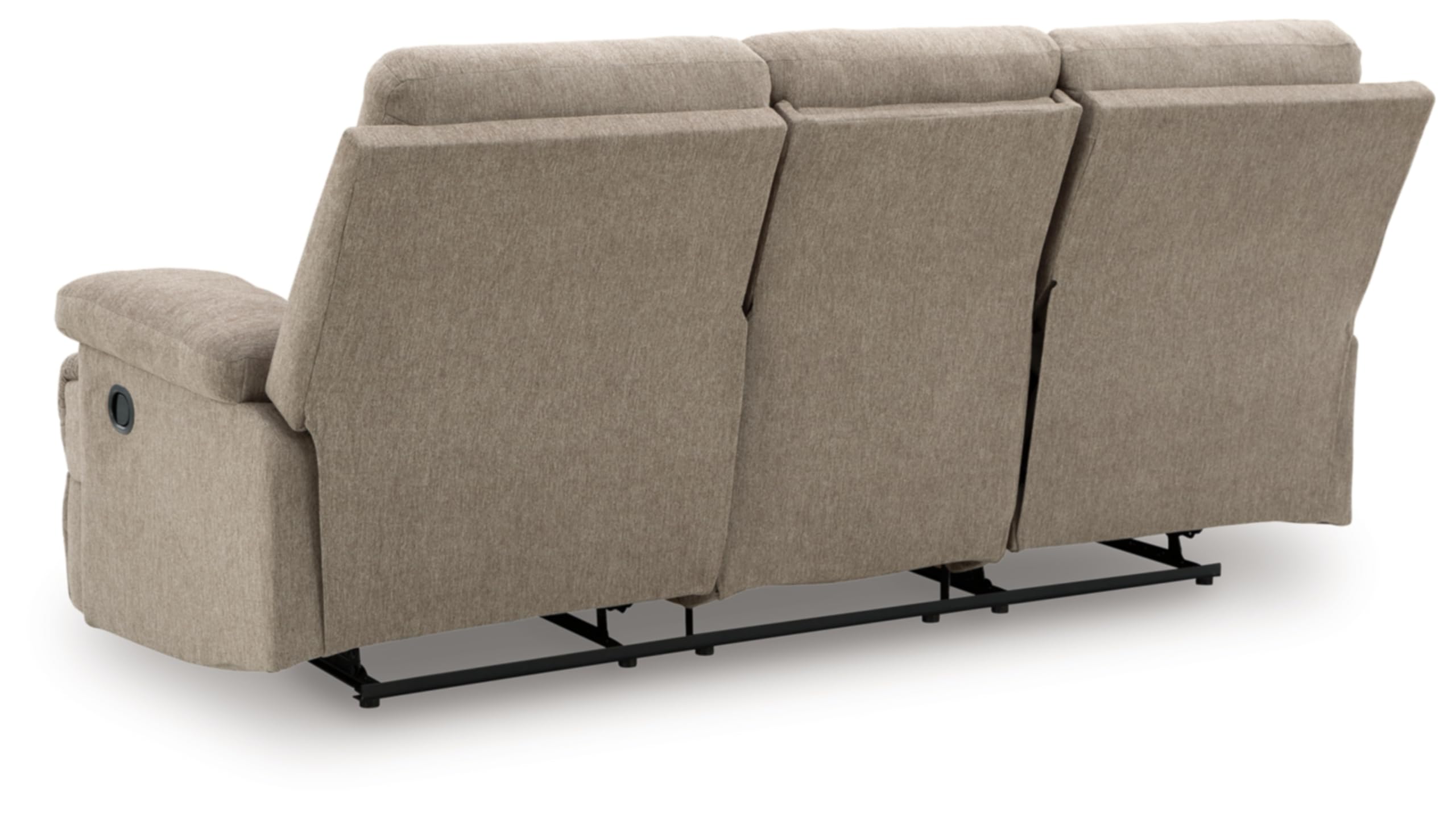 Mocha Chenille Reclining Sofa with Drop-Down Table