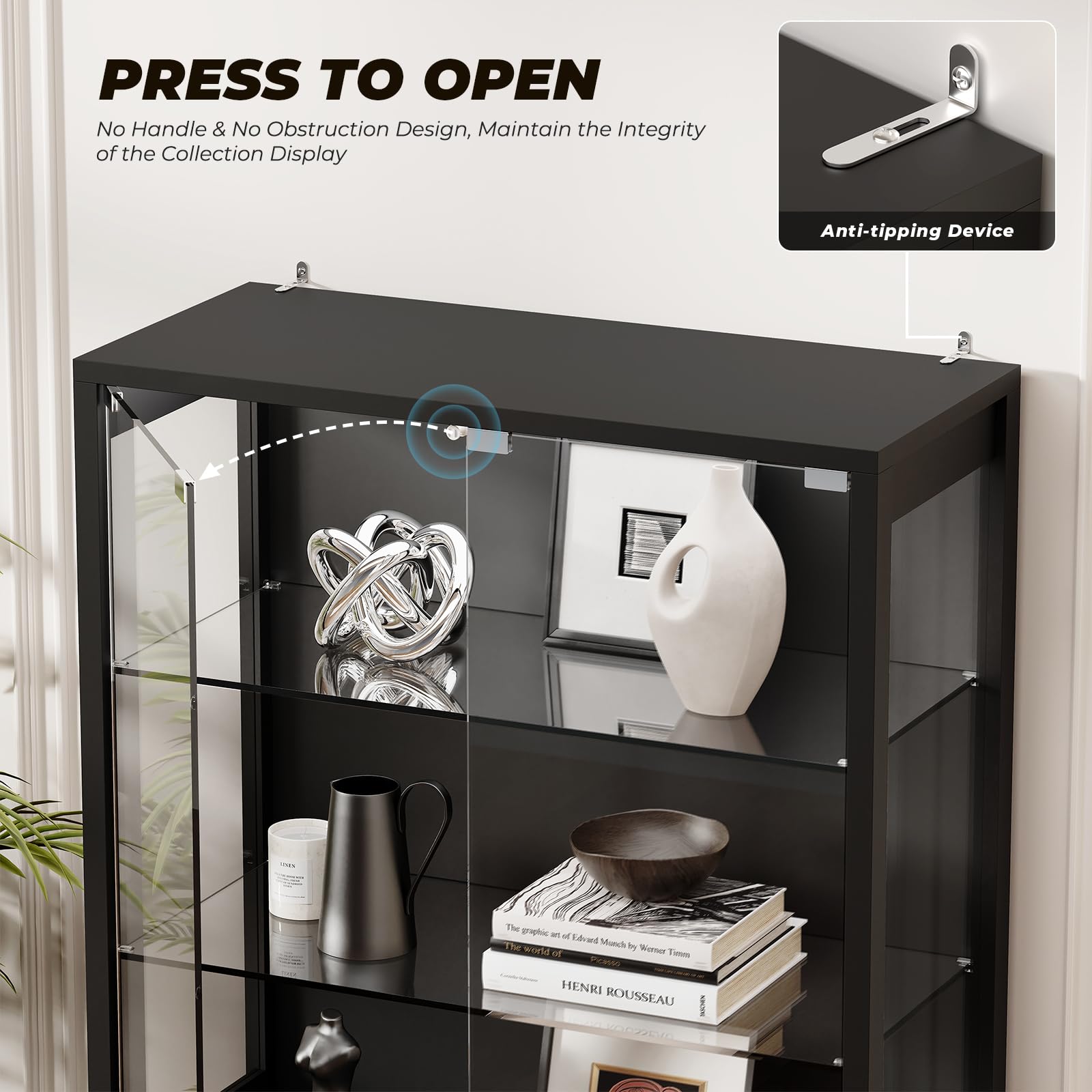 6-Tier Glass Display Cabinet with LED Lights