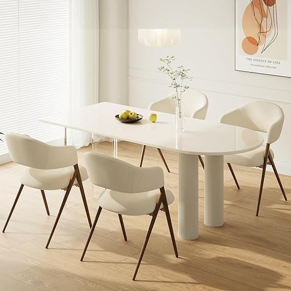 Dining Chairs Set of 4 Modern Fabric Upholstered with Open Back