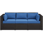 3-Seat Outdoor Wicker Sofa with Cover