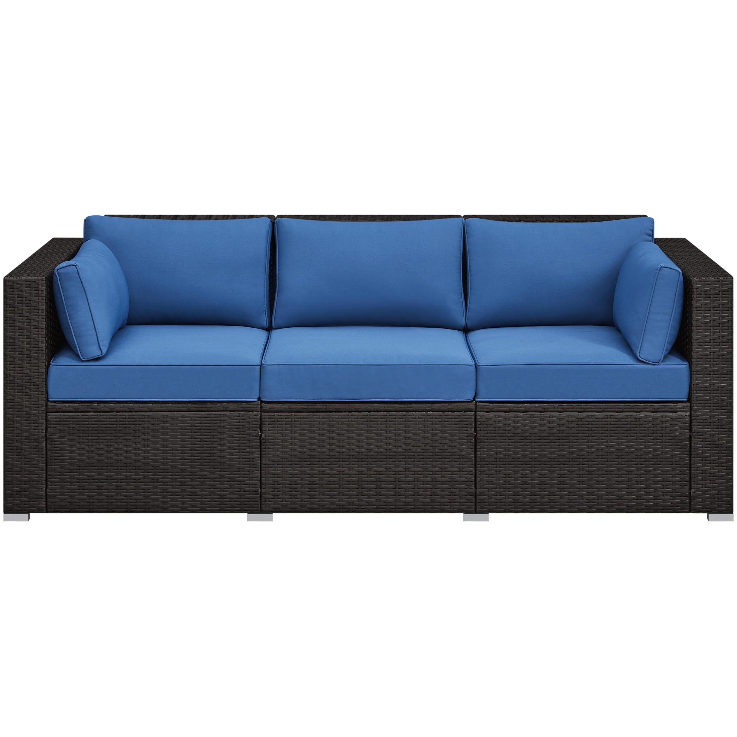 3-Seat Outdoor Wicker Sofa with Cover