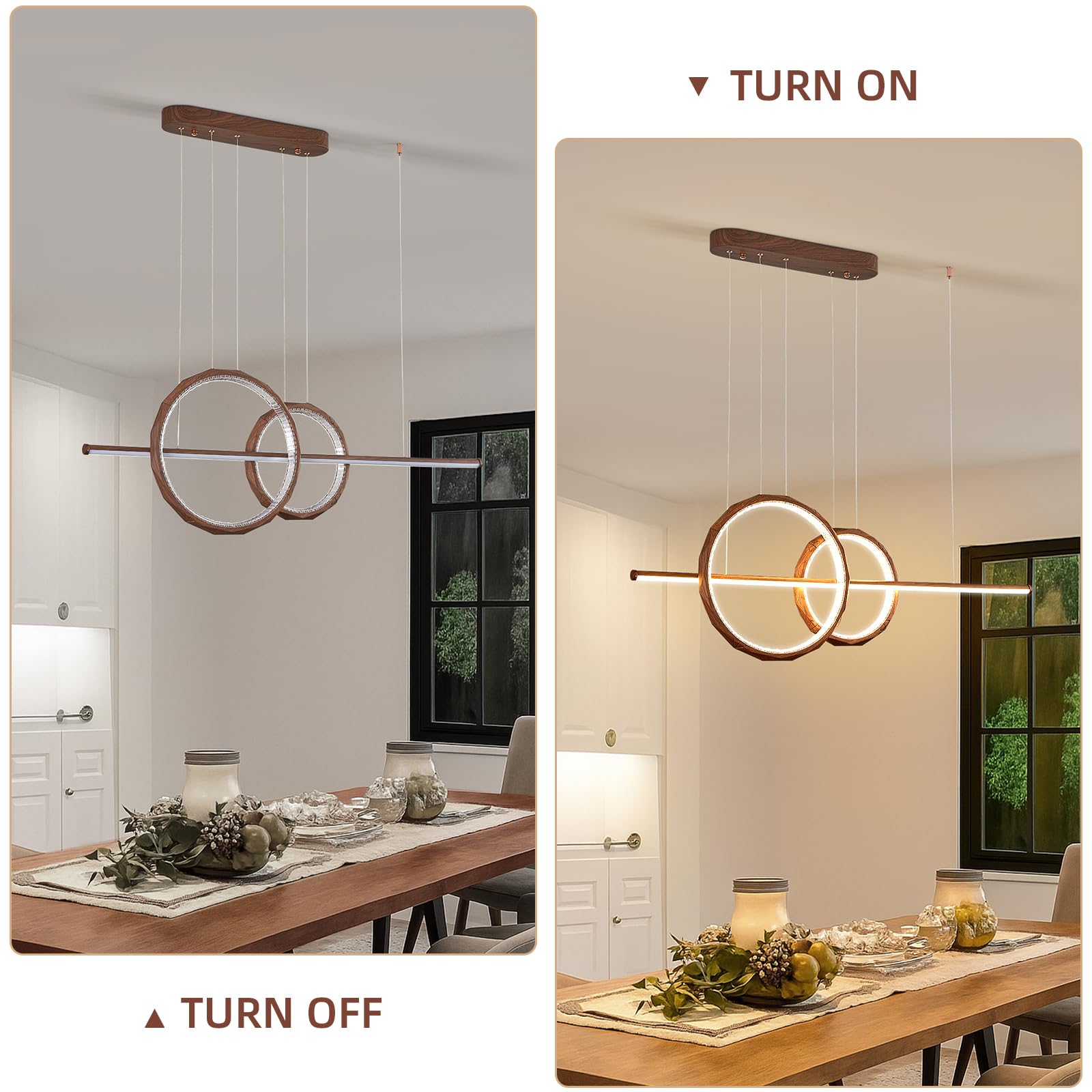 43" Farmhouse Pendant Light with Walnut Wood Finish