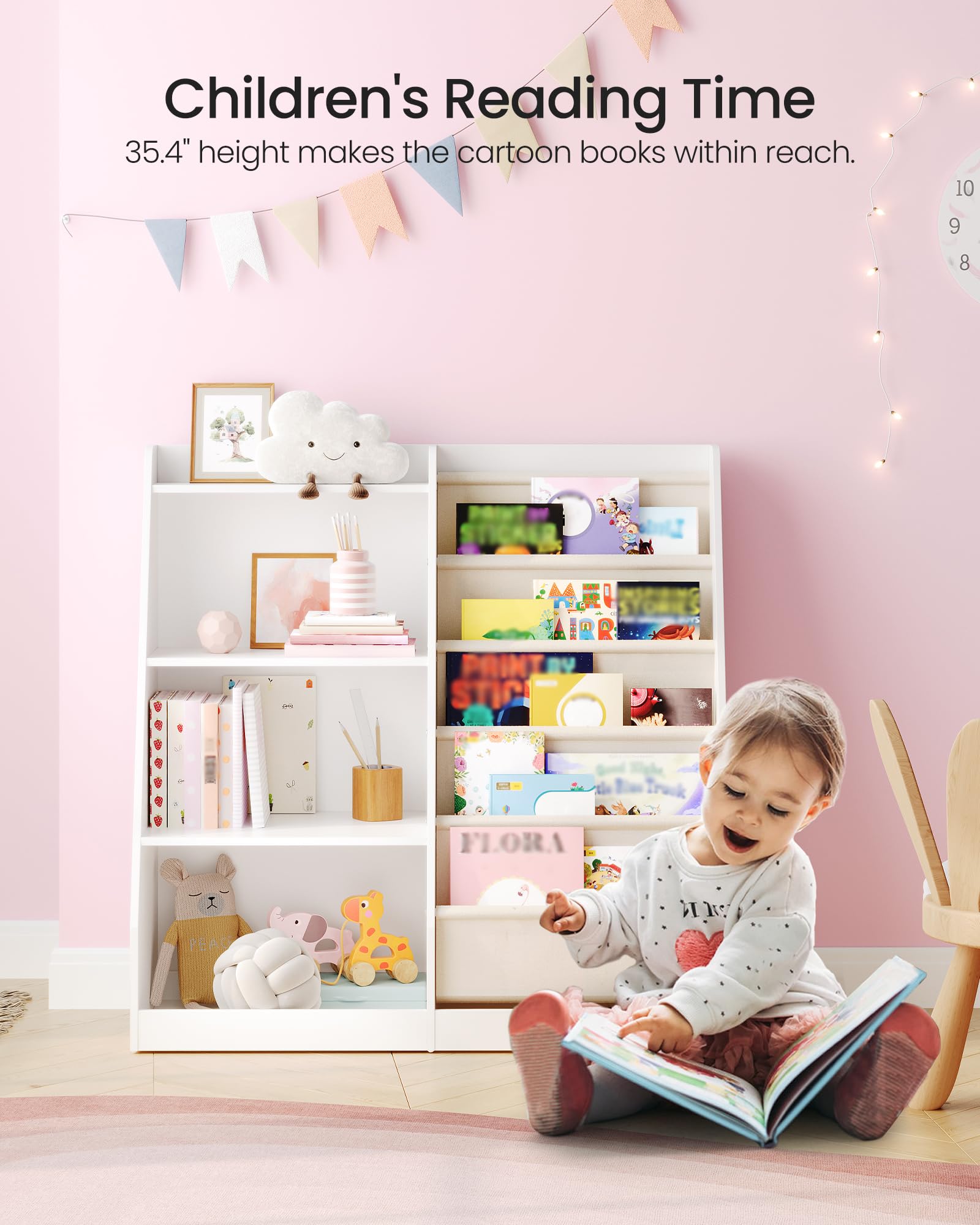 35.4" Kids Bookshelf and Toy Storage Organizer
