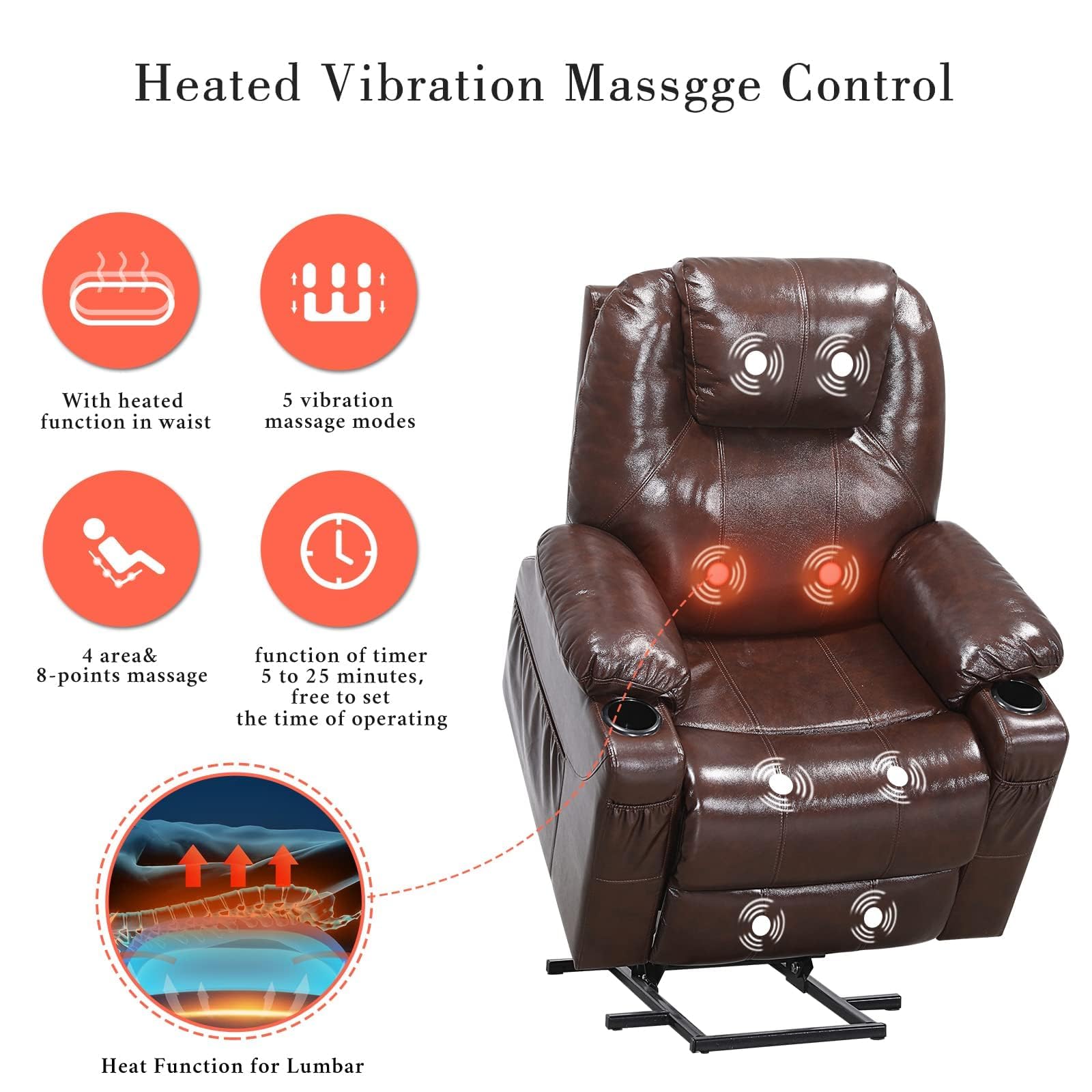 Power Lift Recliner Chair with Heat and Massage