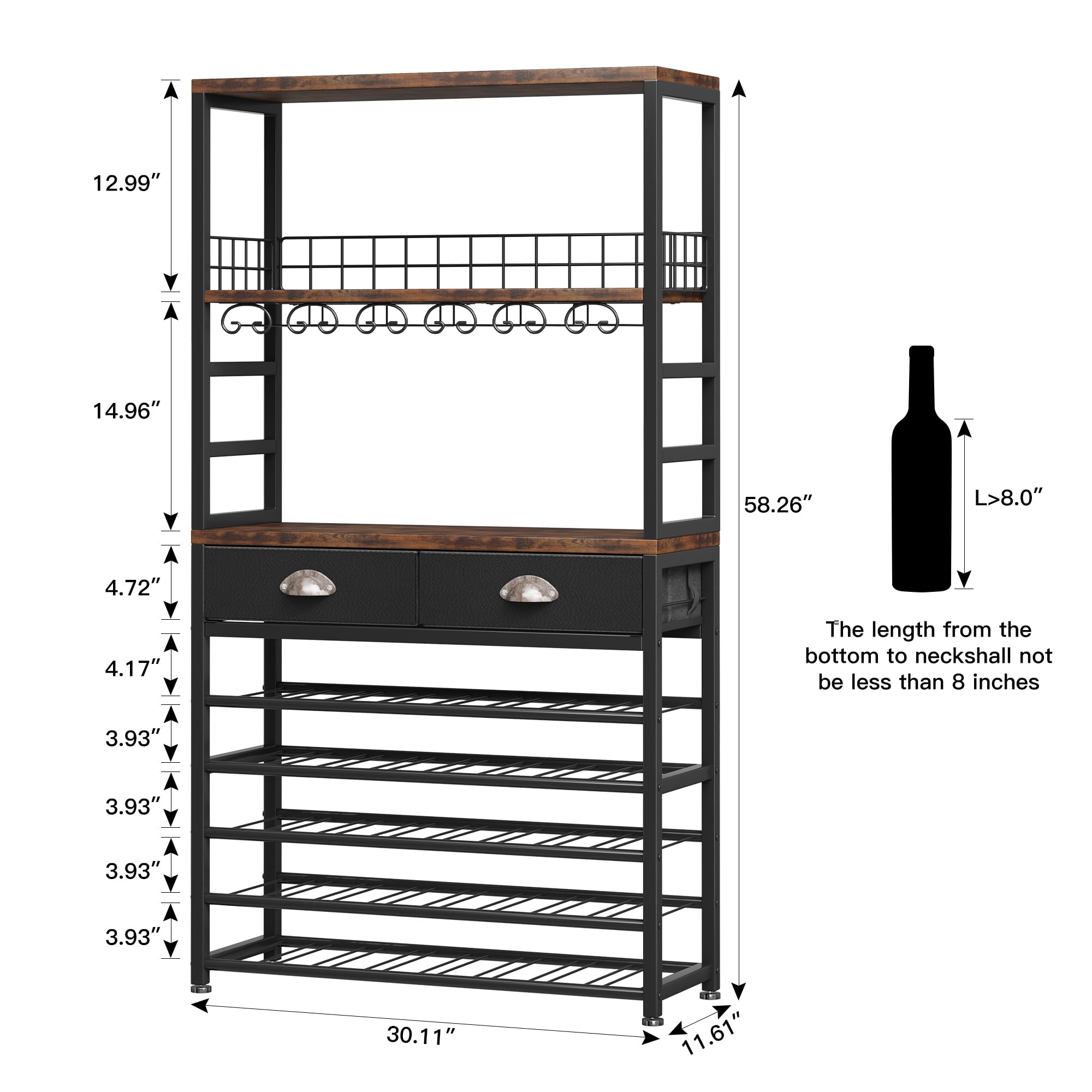 Wine Rack Cabinet with Storage and Drawer
