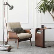 Wood C-Shaped End Table with Storage