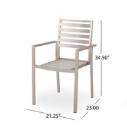 GDFStudio Outdoor Modern Aluminum Dining Chair (Set of 2), Silver