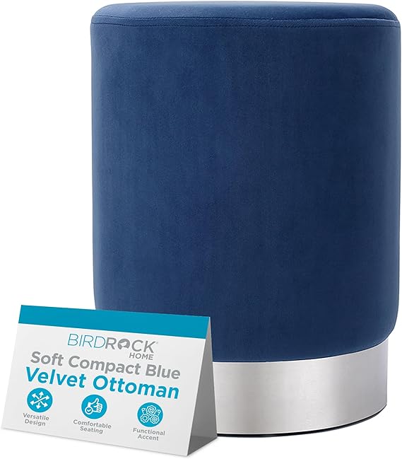 Round Ottoman Foot Stool - Soft Padded Compact Footrest