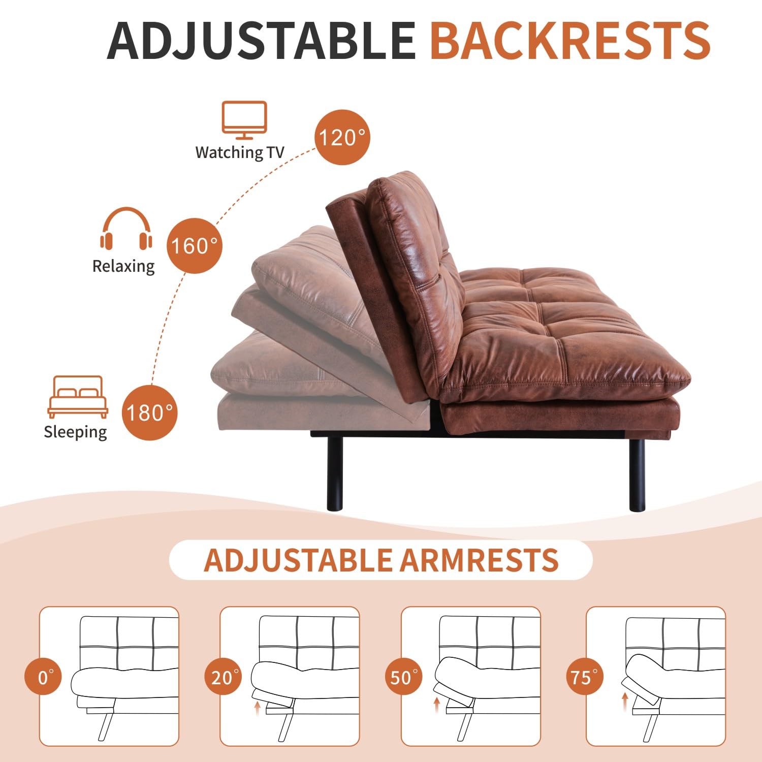 Memory Foam Futon Sofa Bed Convertible Couch