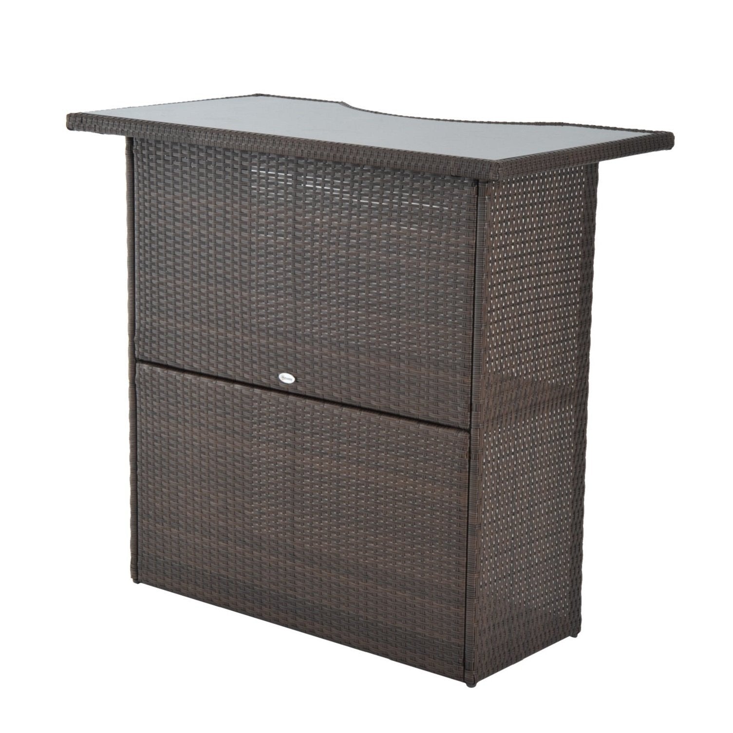 5-Piece Rattan Wicker Bar Set with Glass Top