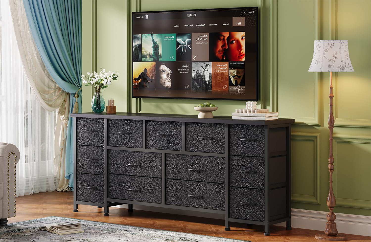 63 Inch Dresser with 13 Drawers