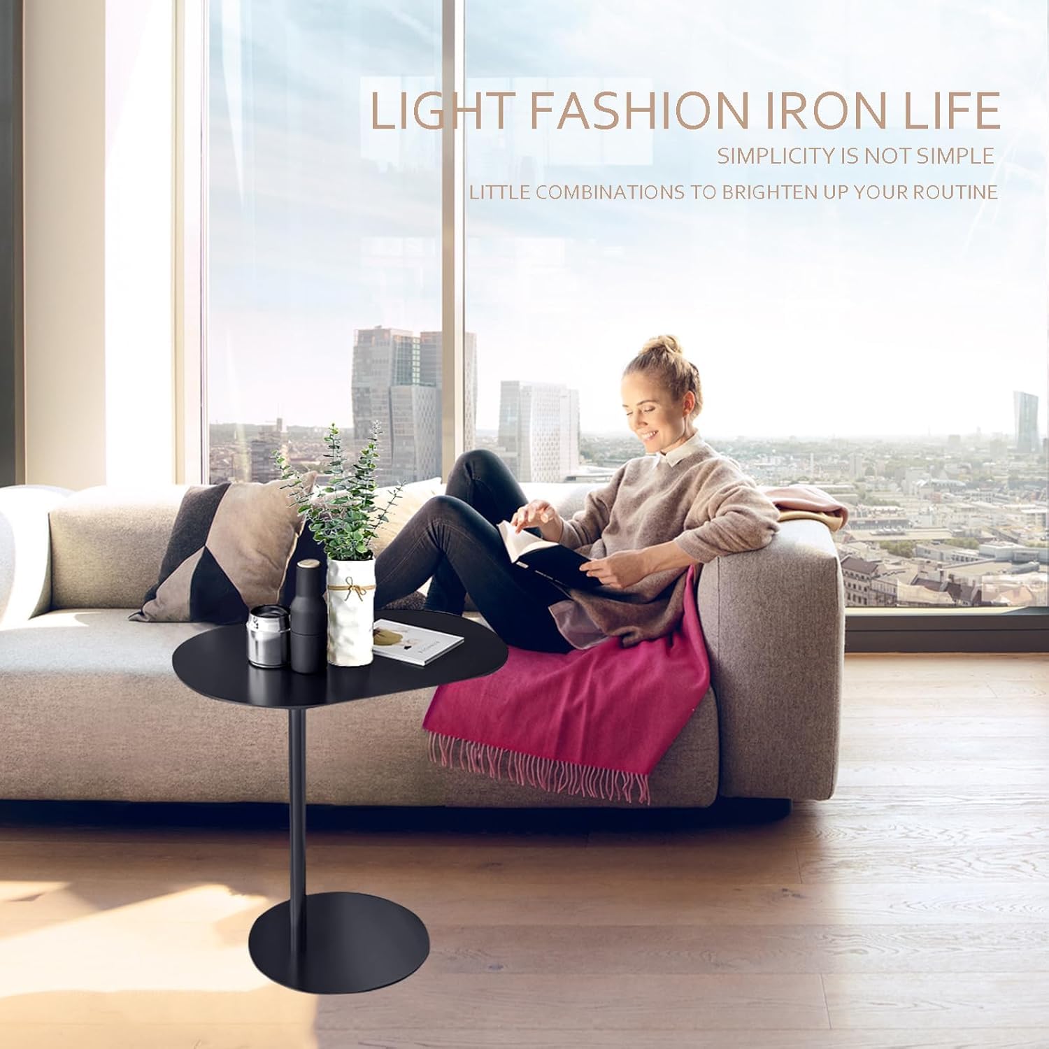 C-Shaped Metal Side Table